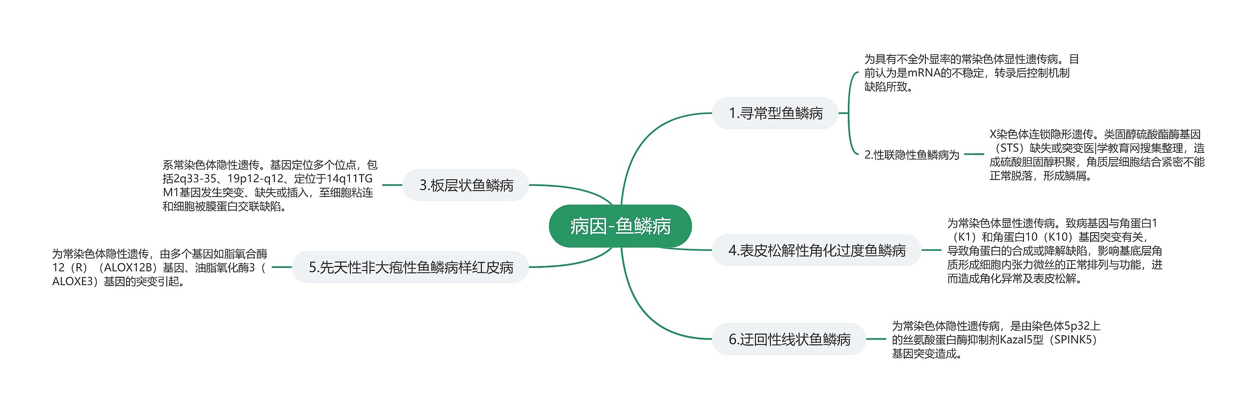 病因-鱼鳞病思维导图