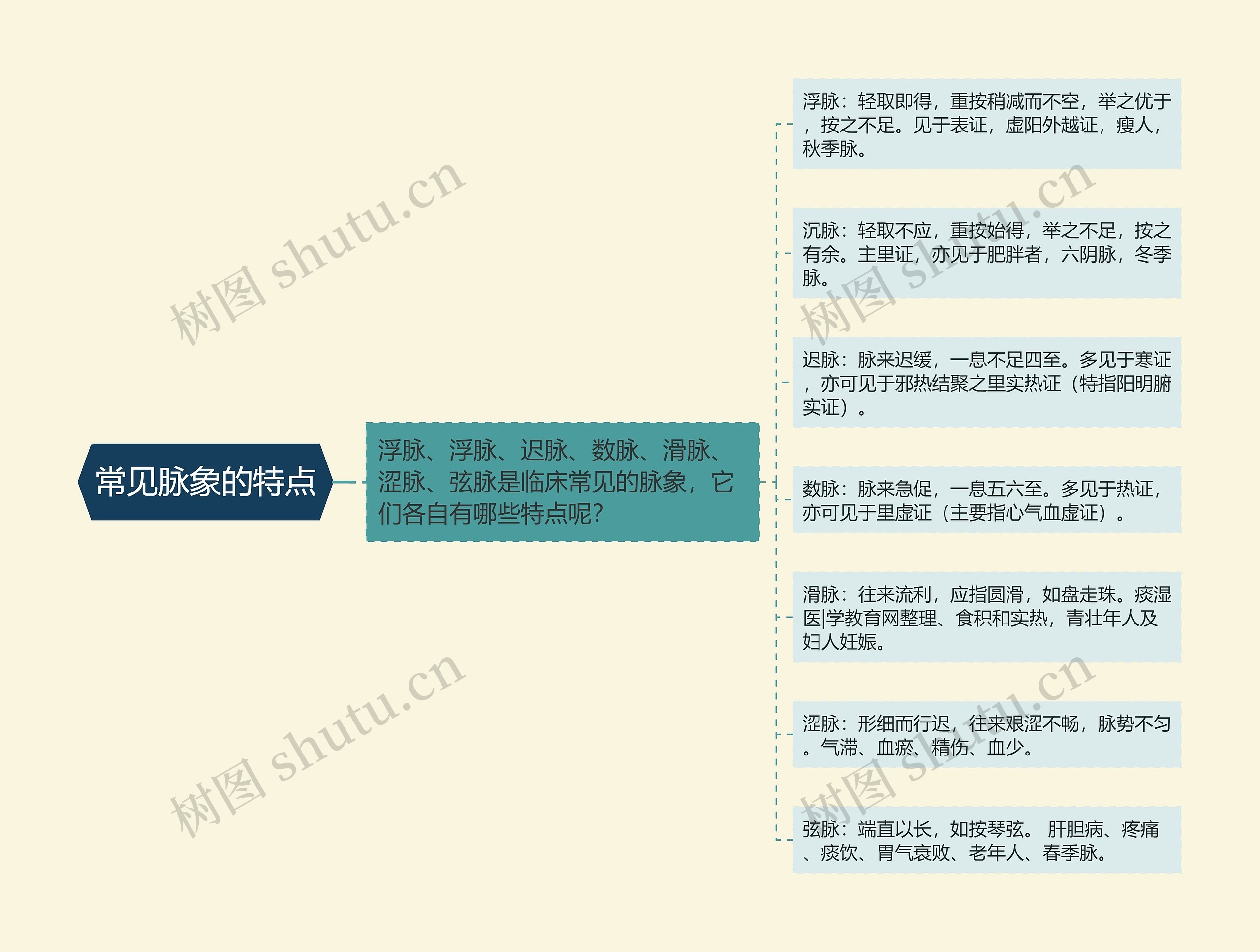 常见脉象的特点思维导图