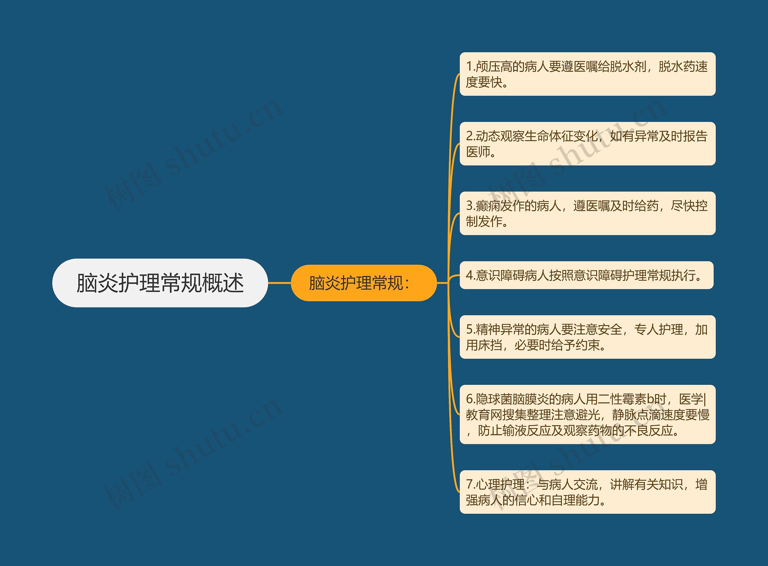 脑炎护理常规概述思维导图