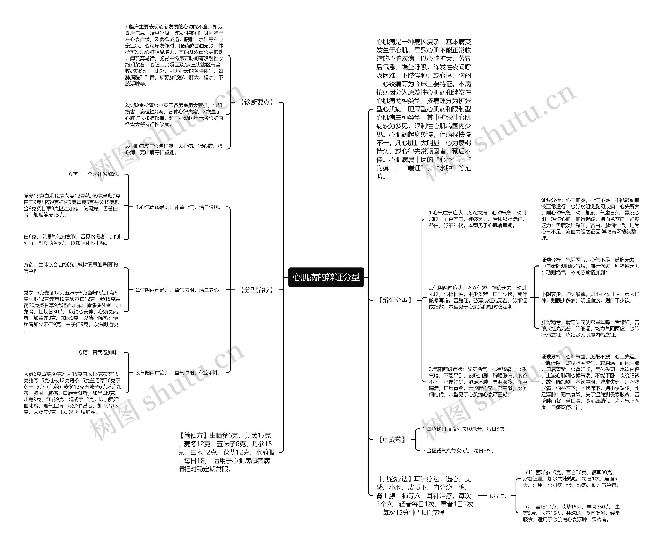 心肌病的辩证分型思维导图
