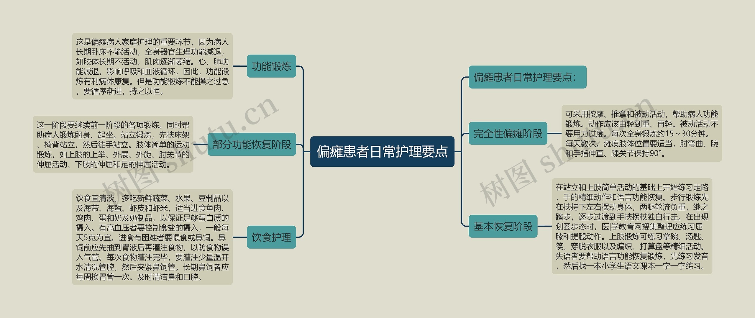 偏瘫患者日常护理要点思维导图