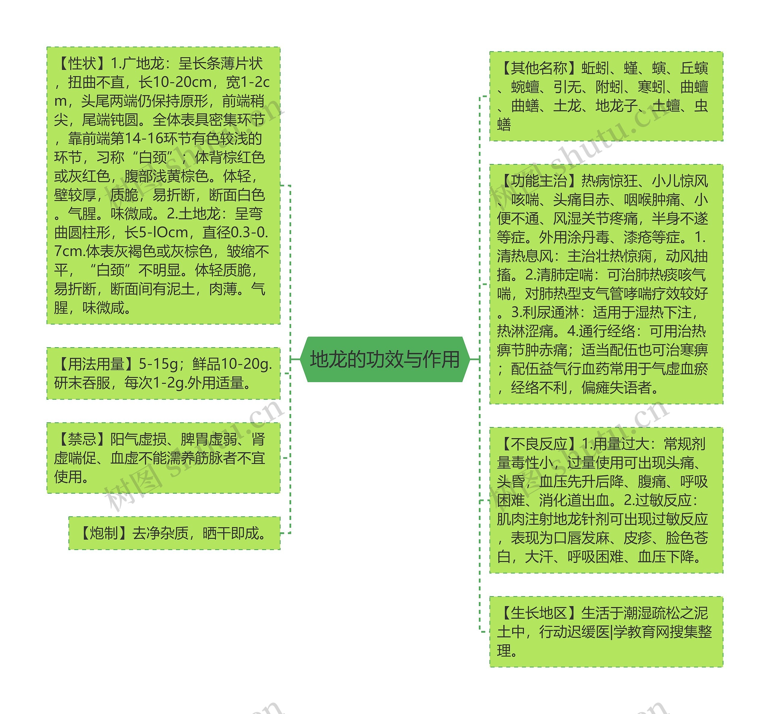 地龙的功效与作用思维导图