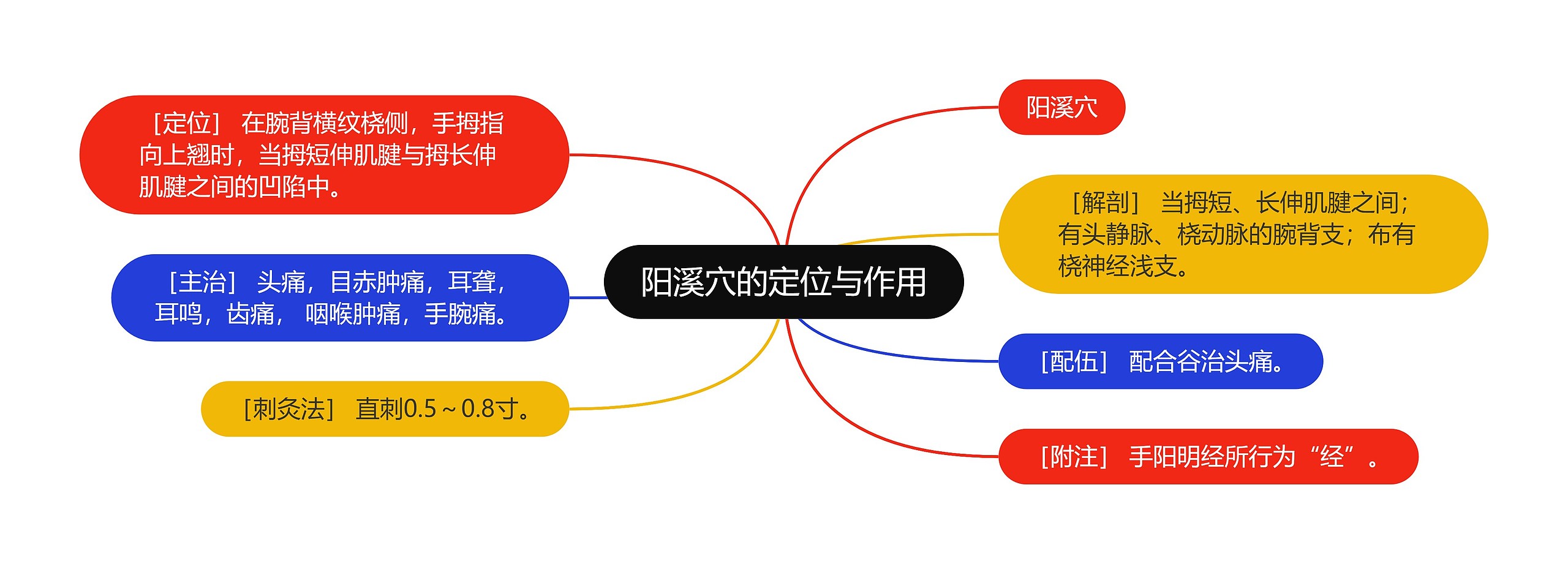 阳溪穴的定位与作用思维导图