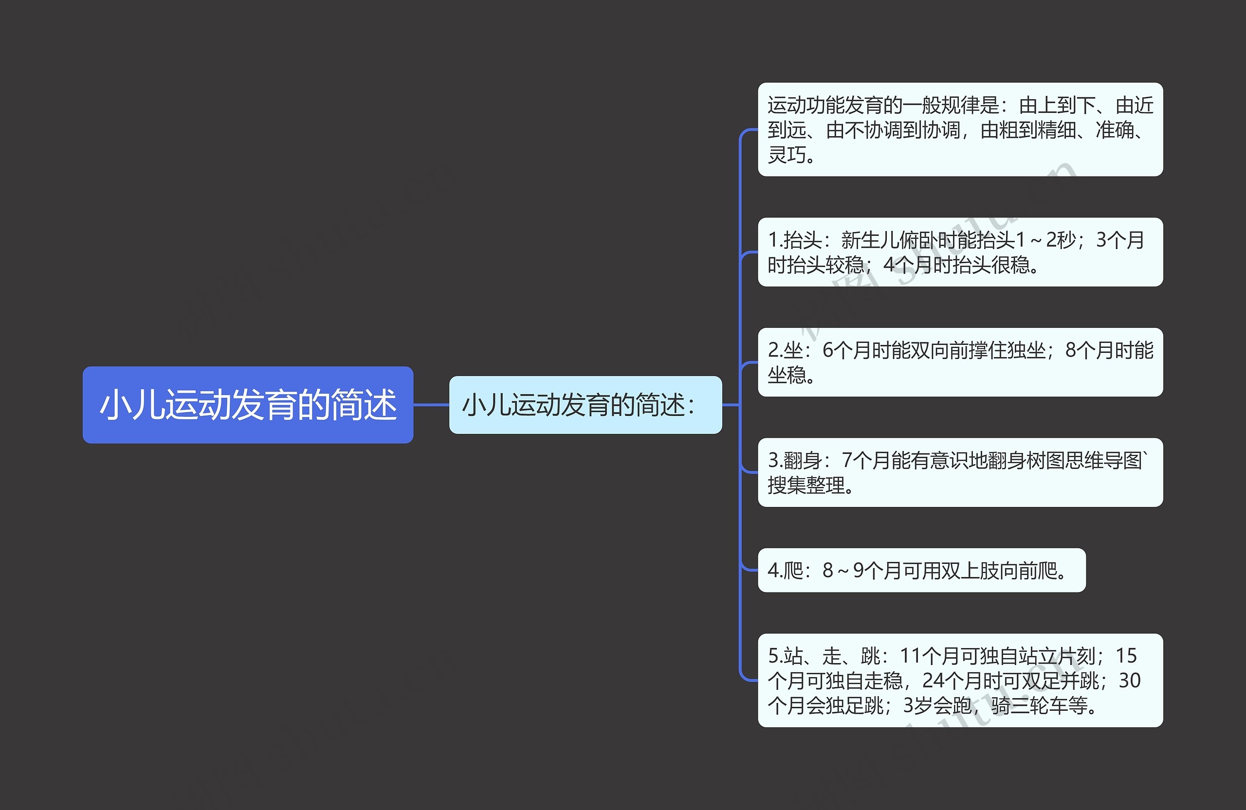 小儿运动发育的简述思维导图