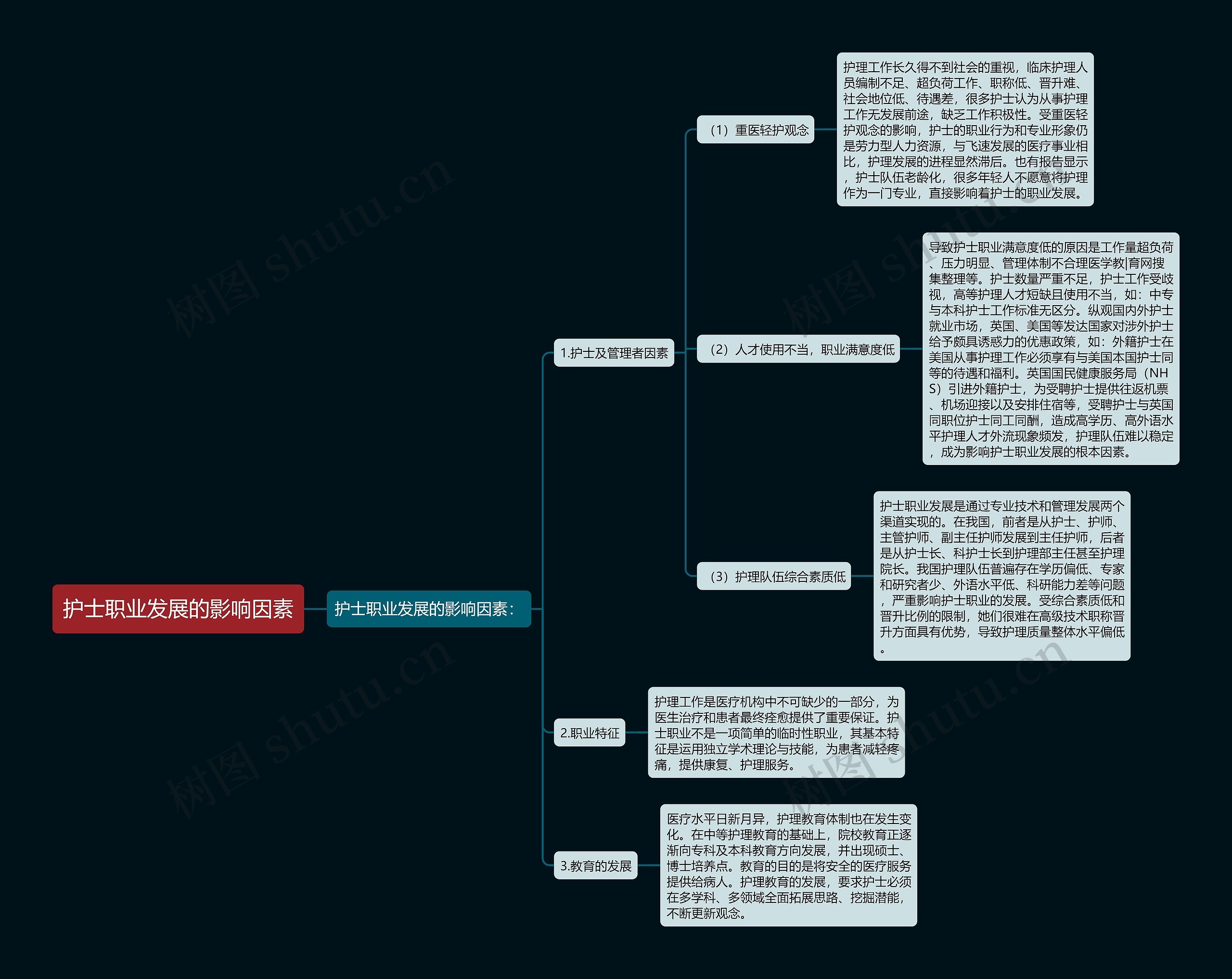 护士职业发展的影响因素思维导图