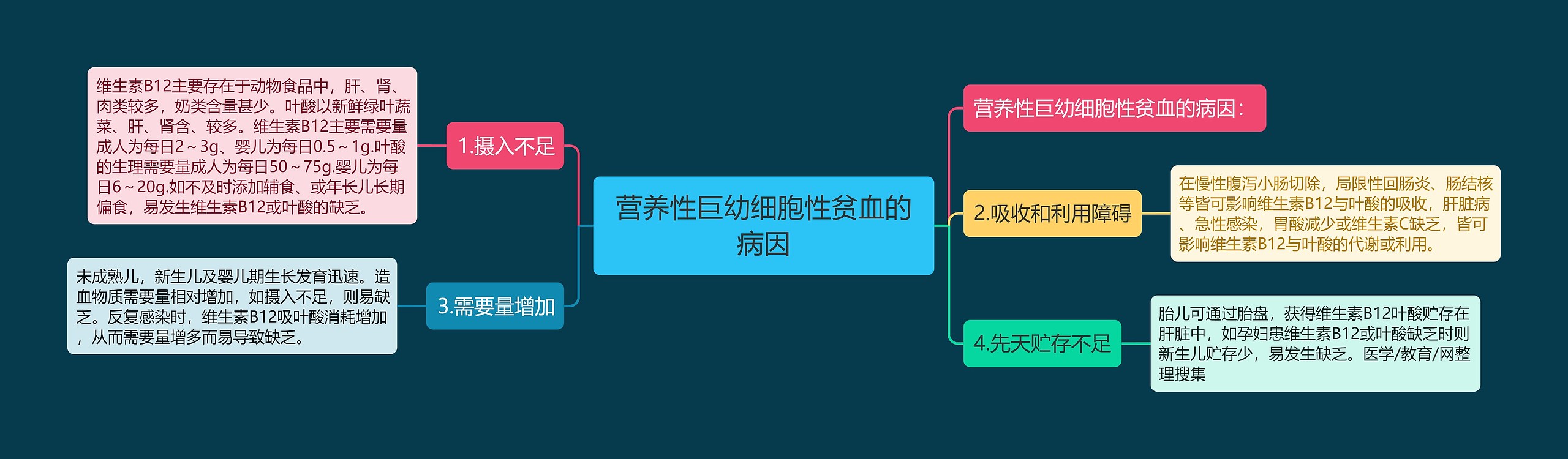 营养性巨幼细胞性贫血的病因思维导图