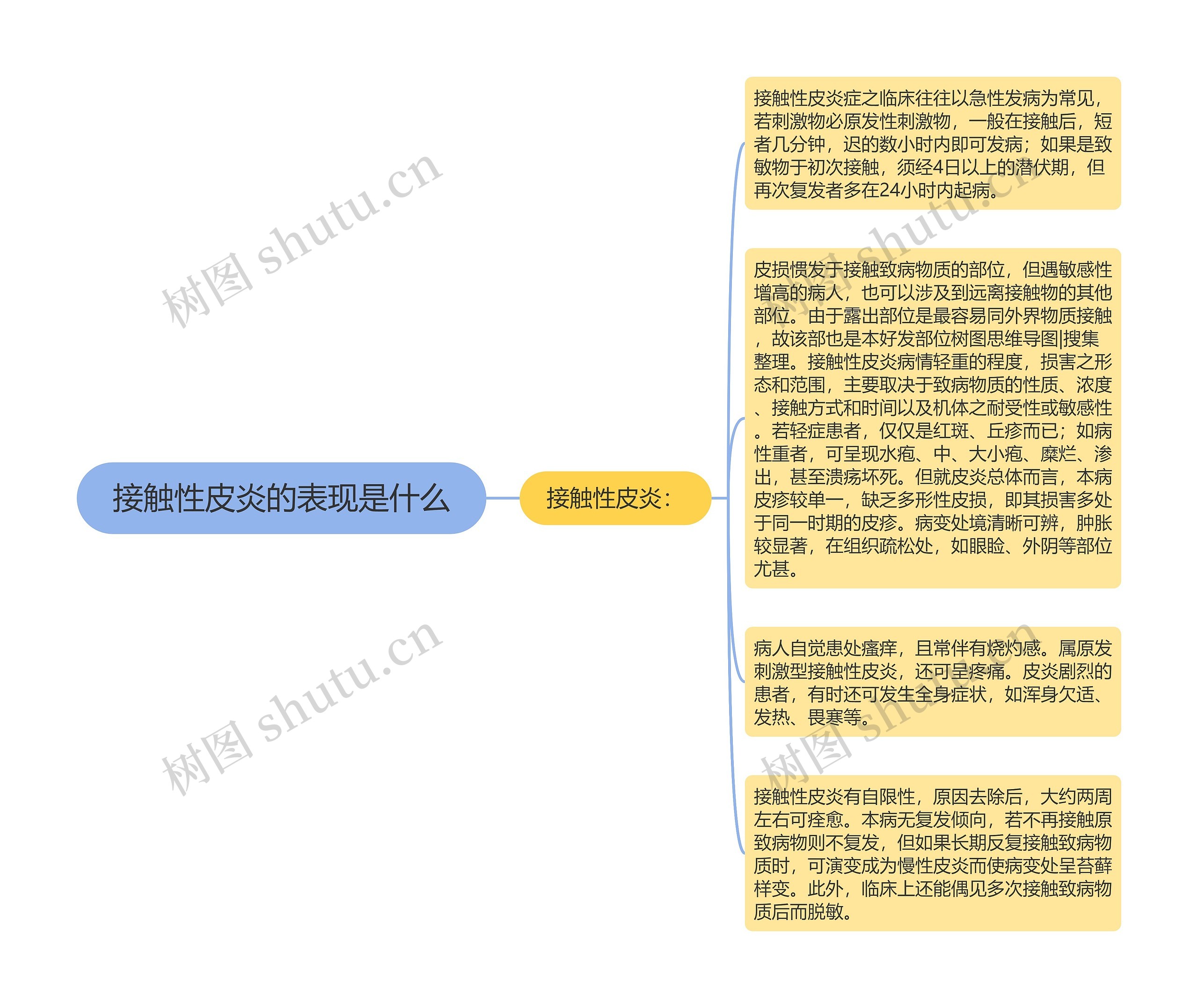 接触性皮炎的表现是什么思维导图