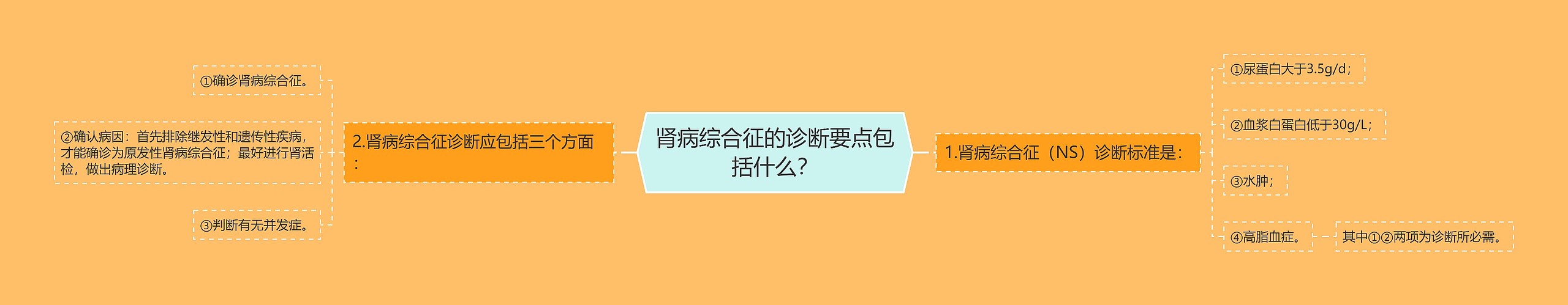 肾病综合征的诊断要点包括什么？思维导图