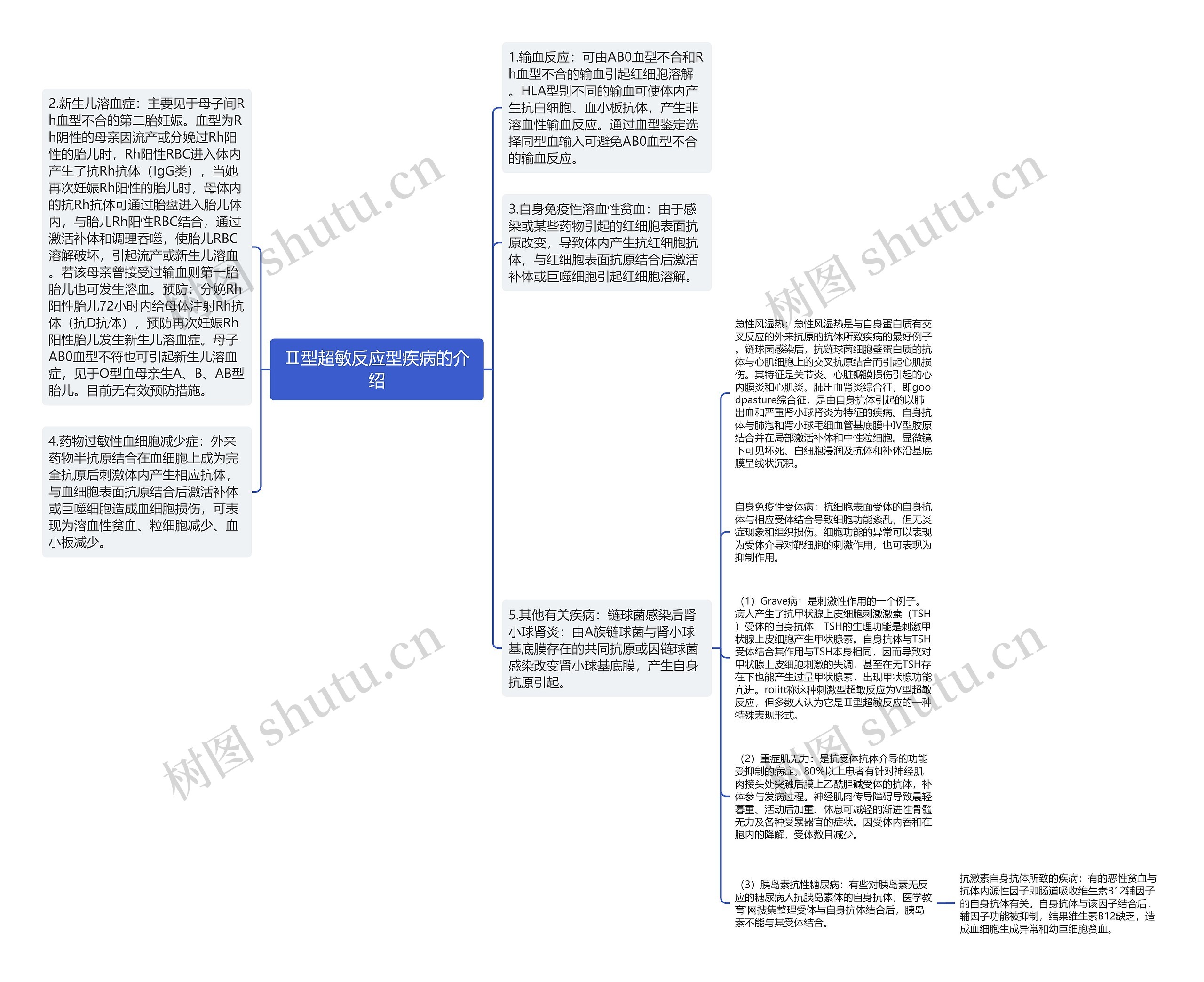 Ⅱ型超敏反应型疾病的介绍思维导图