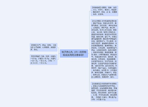 柏子养心丸（片）的药物组成及用药注意事项！