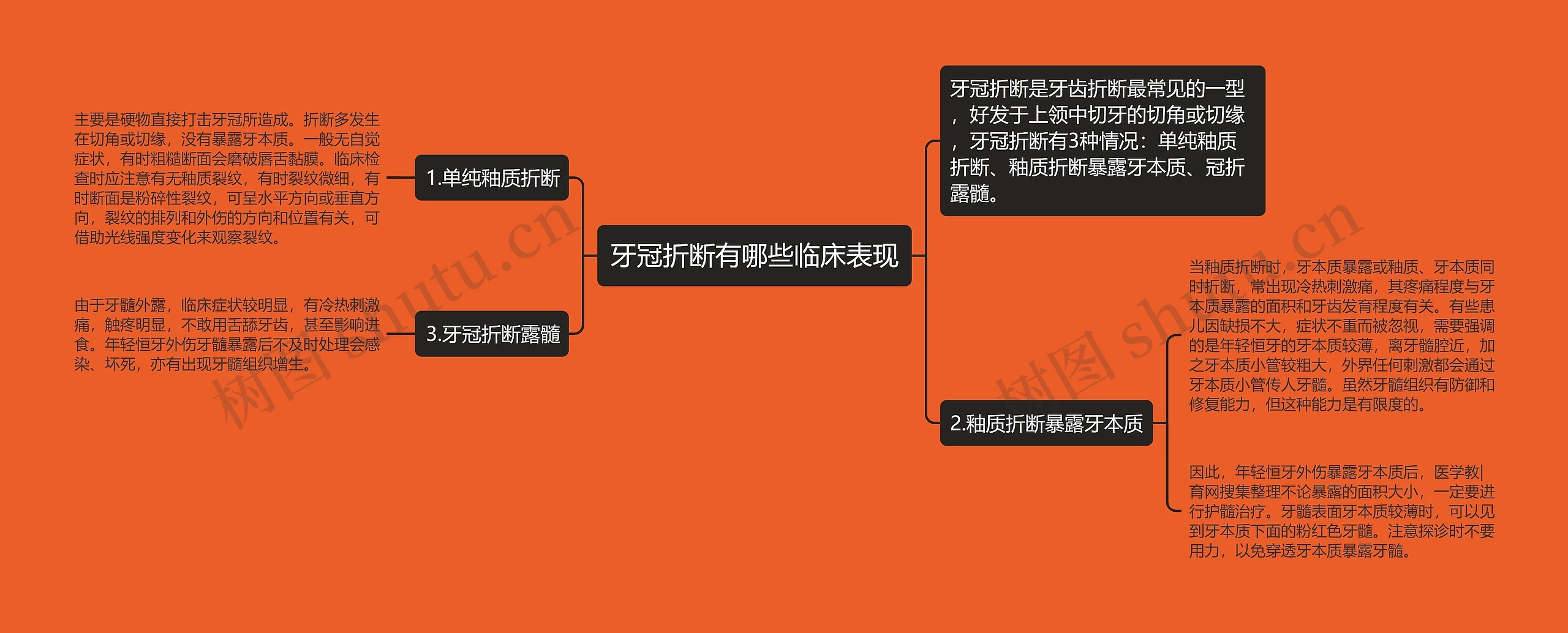 牙冠折断有哪些临床表现思维导图