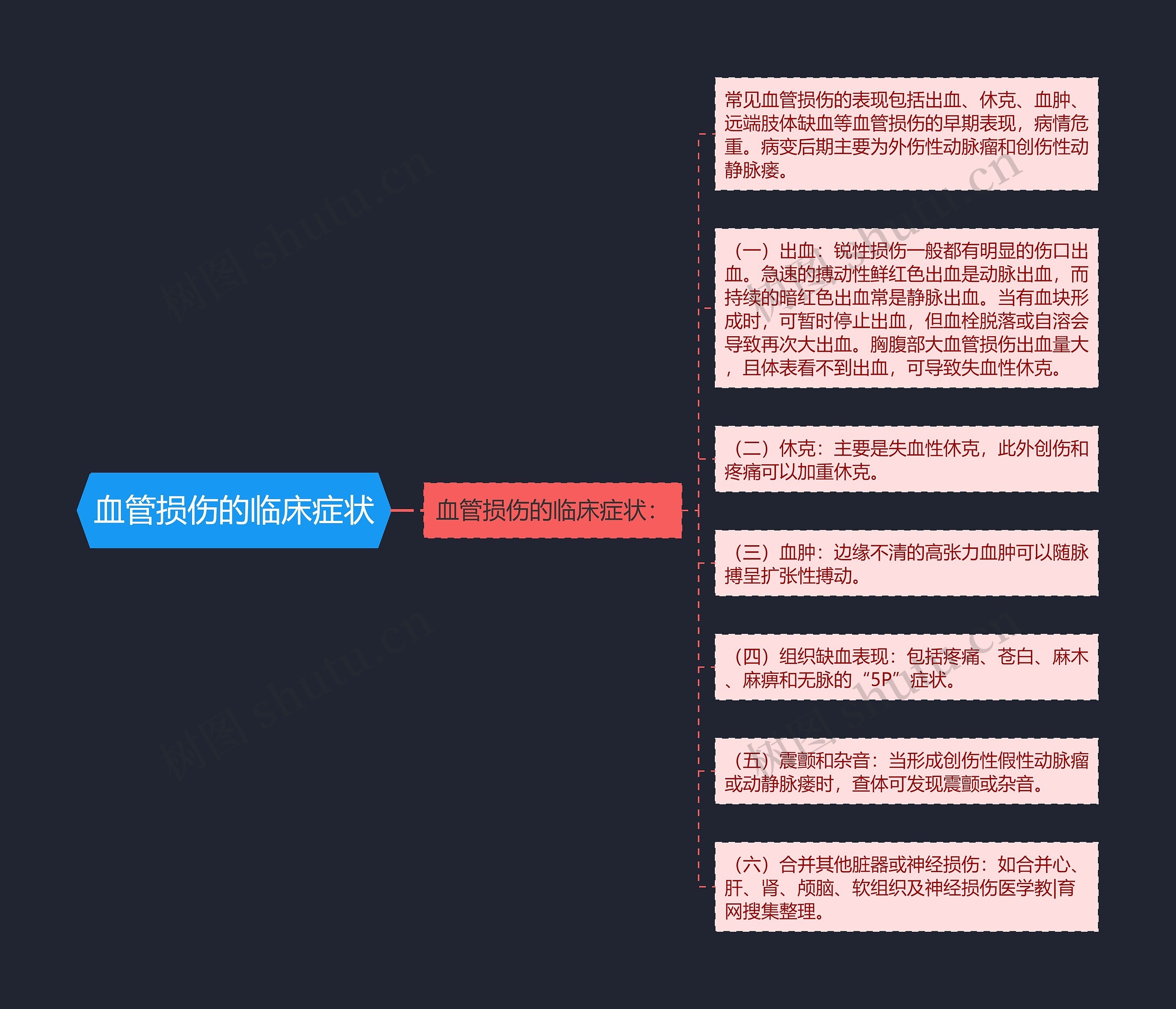 血管损伤的临床症状思维导图