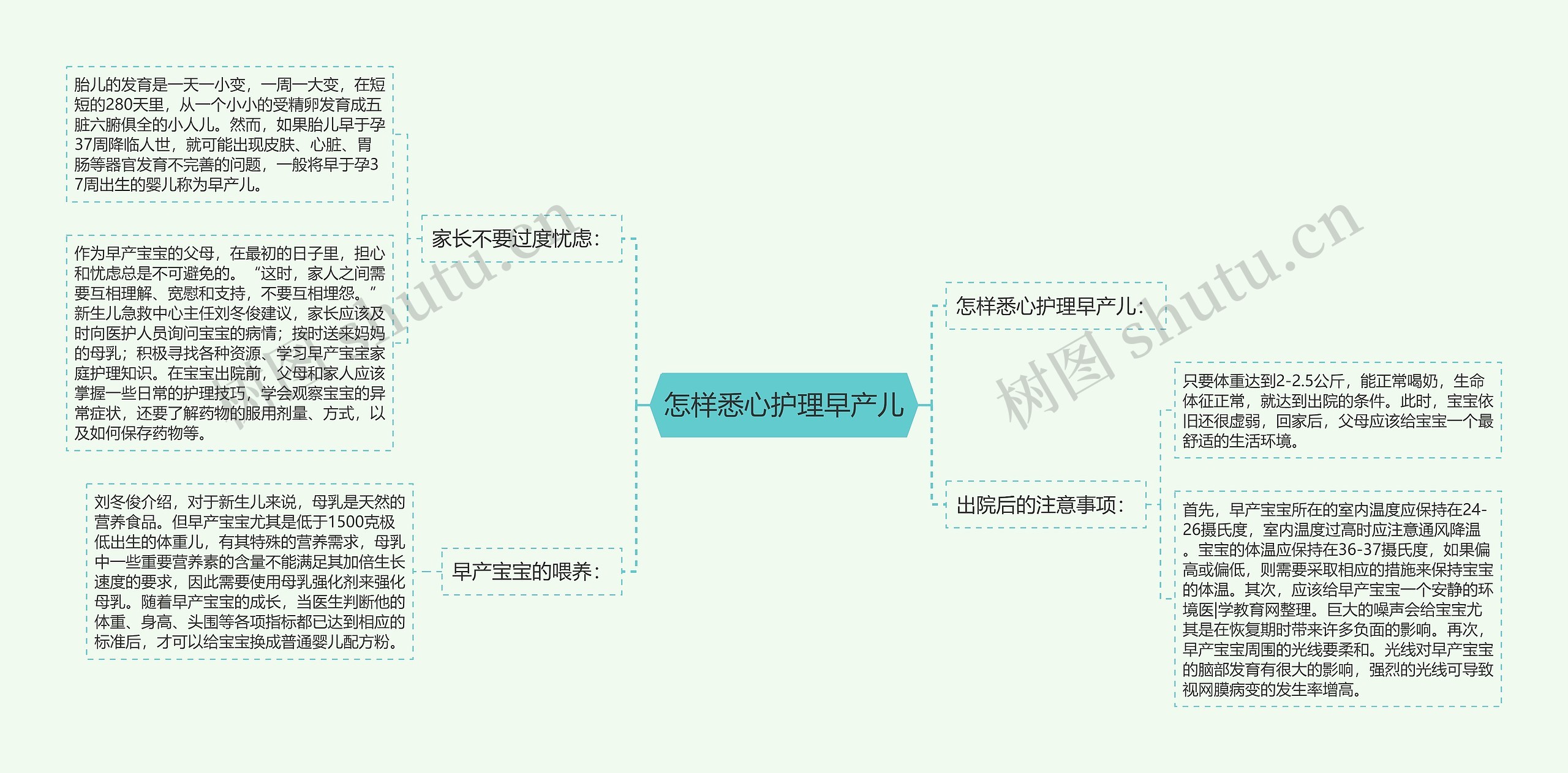 怎样悉心护理早产儿思维导图