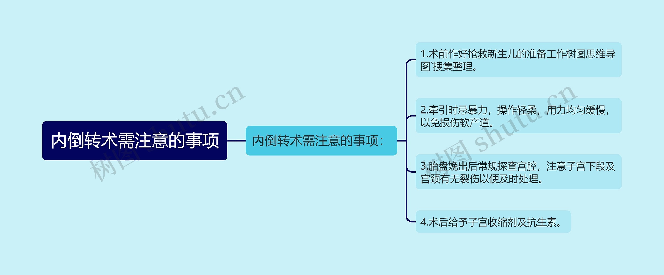 内倒转术需注意的事项思维导图