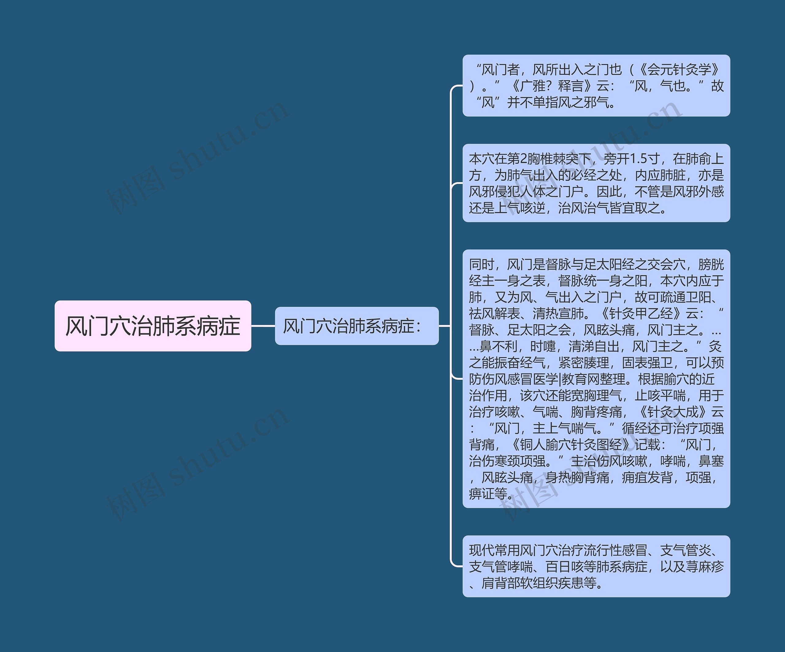 风门穴治肺系病症思维导图