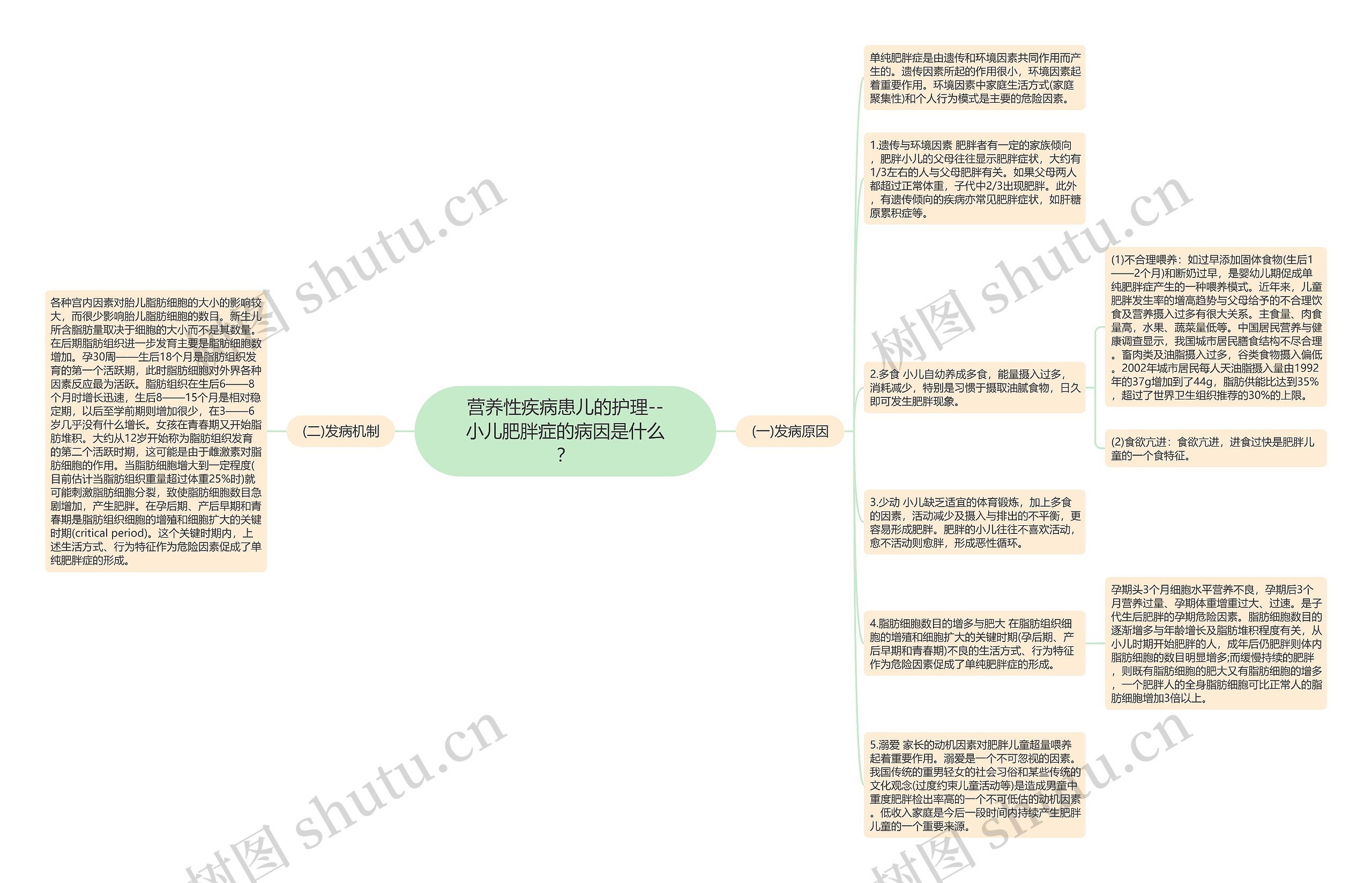 营养性疾病患儿的护理--小儿肥胖症的病因是什么？思维导图