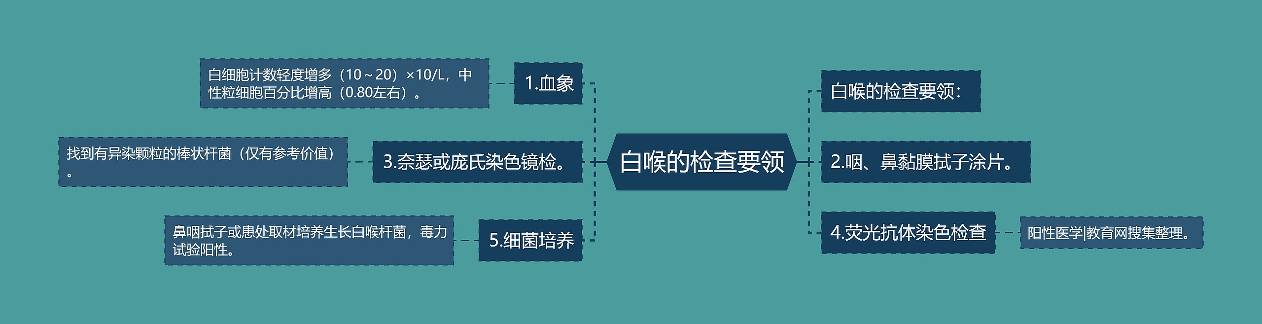 白喉的检查要领思维导图