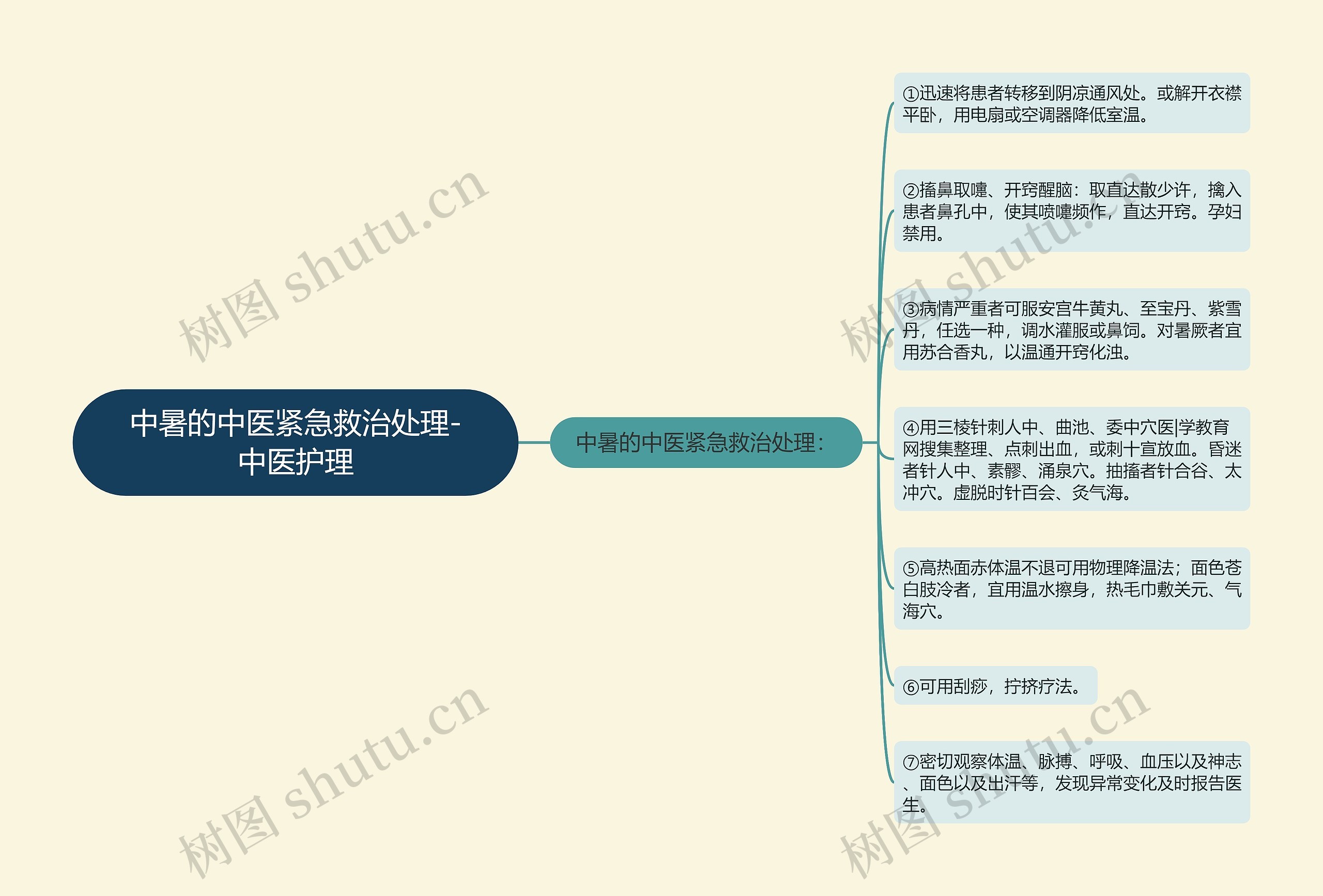 中暑的中医紧急救治处理-中医护理思维导图