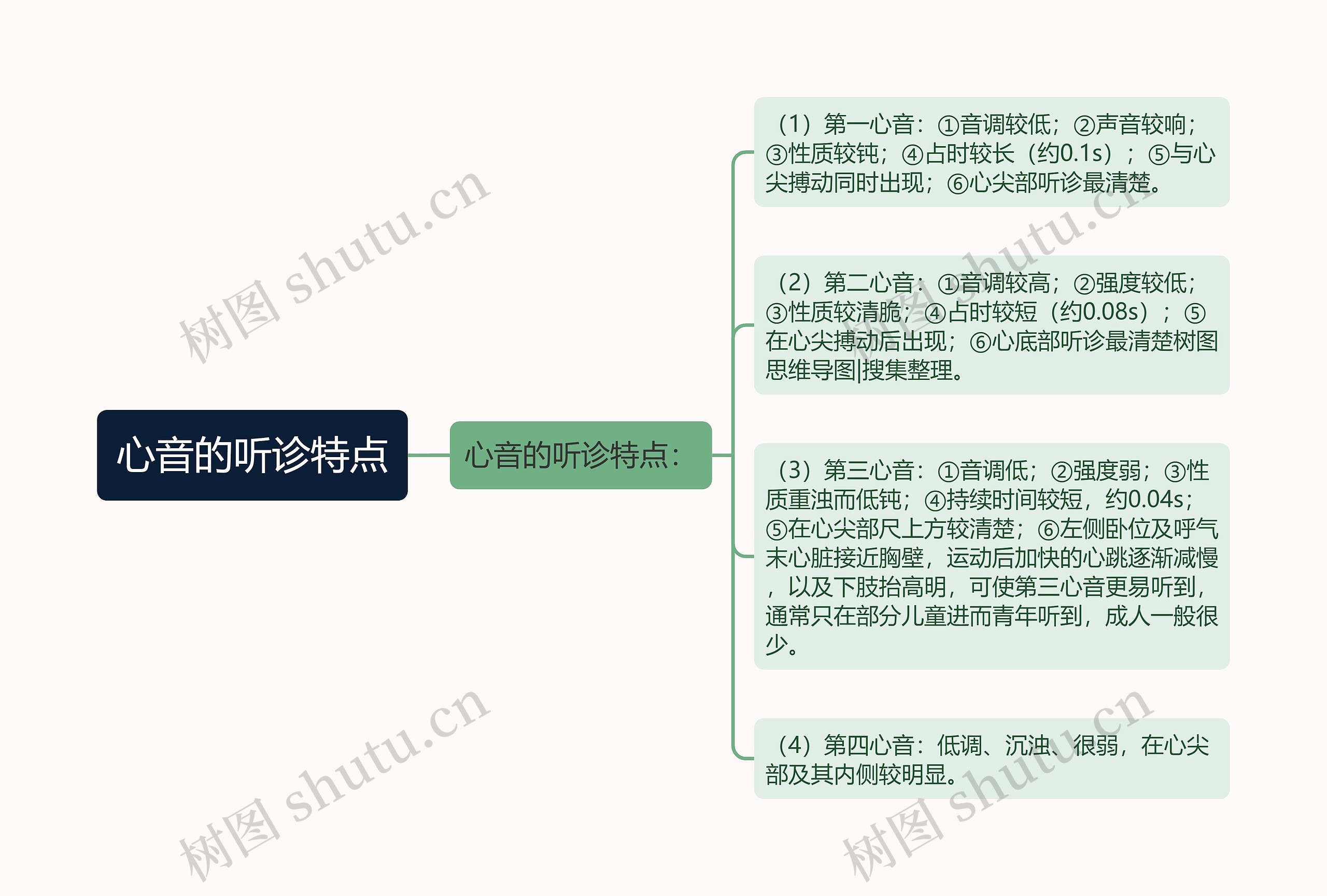 心音的听诊特点思维导图