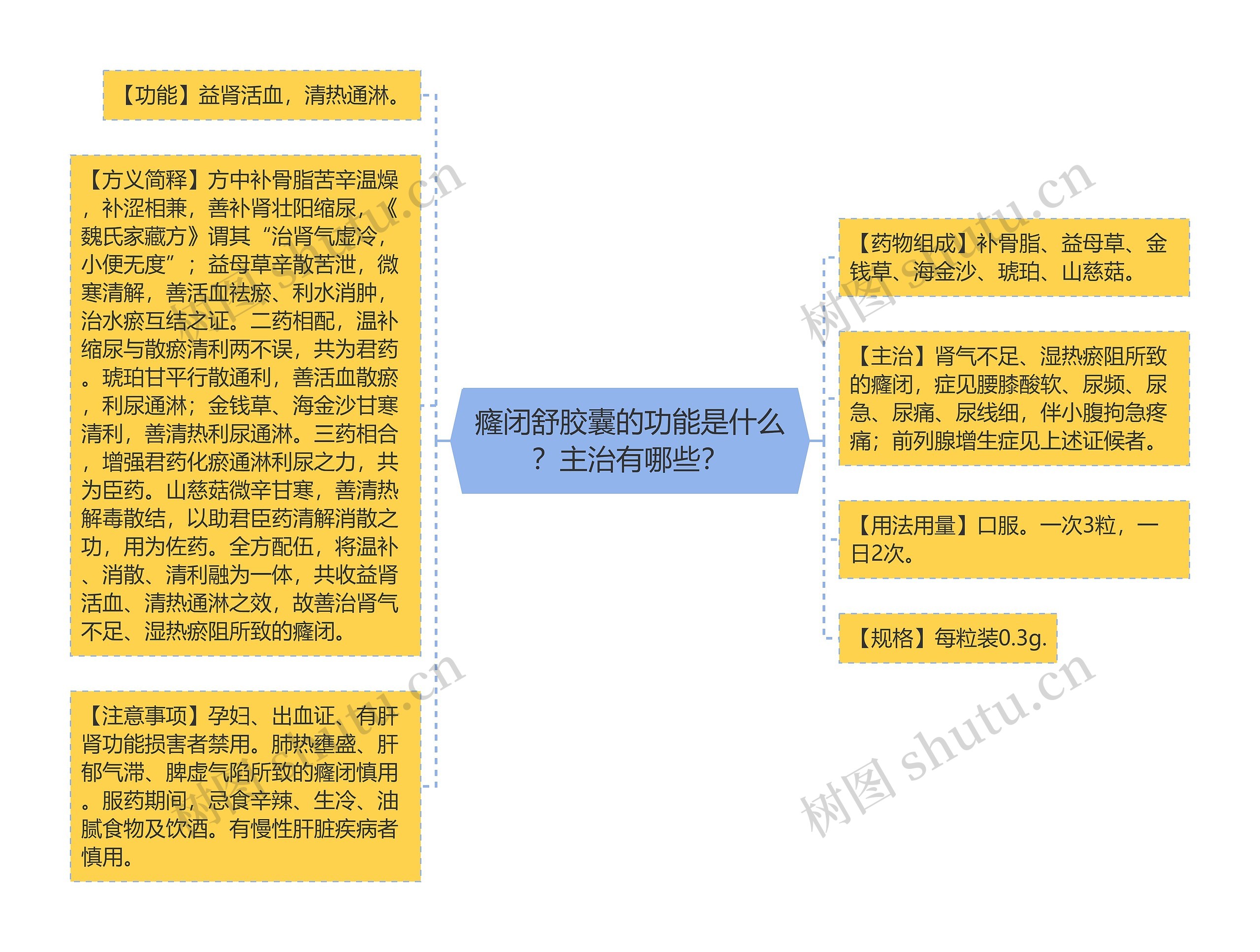 癃闭舒胶囊的功能是什么？主治有哪些？思维导图