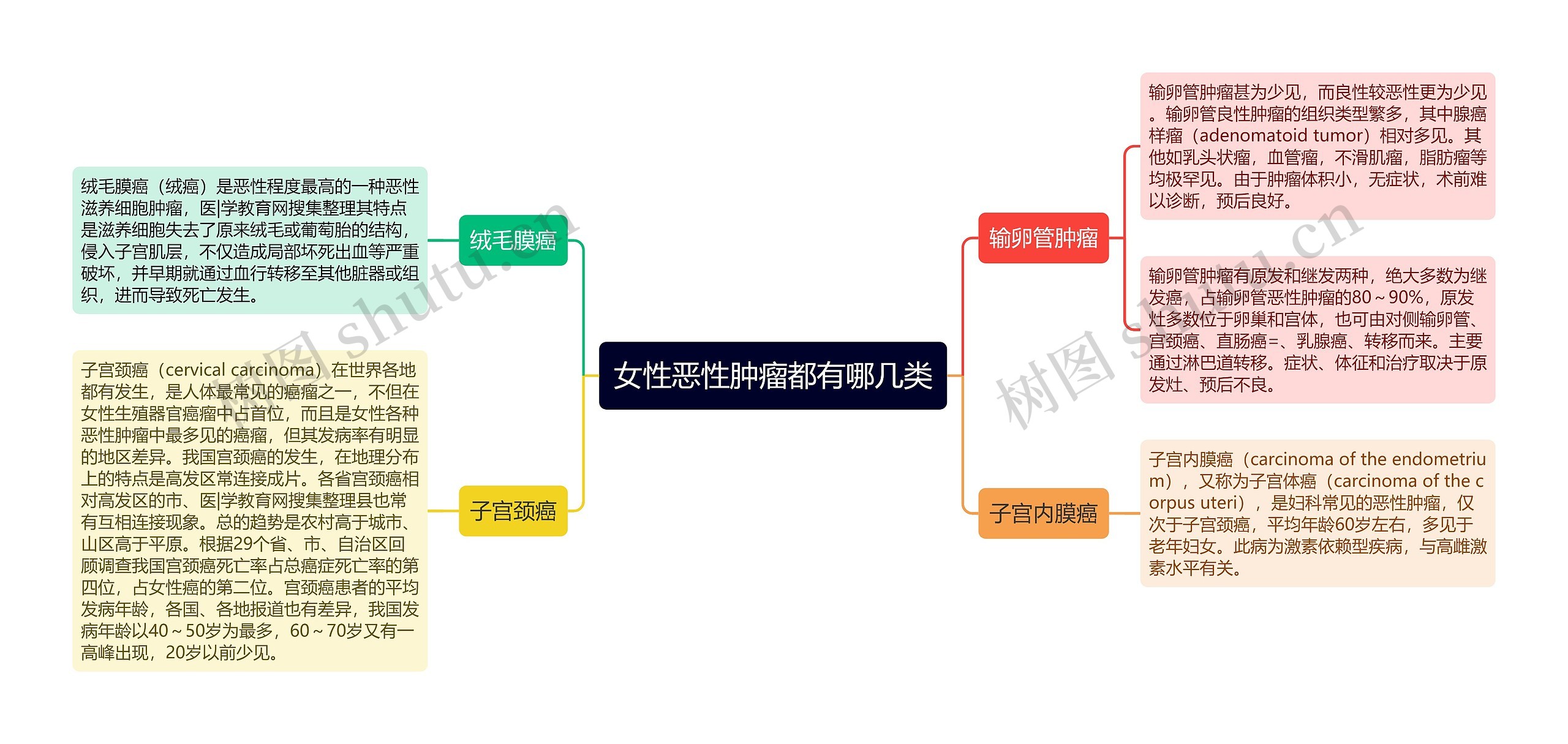 女性恶性肿瘤都有哪几类思维导图