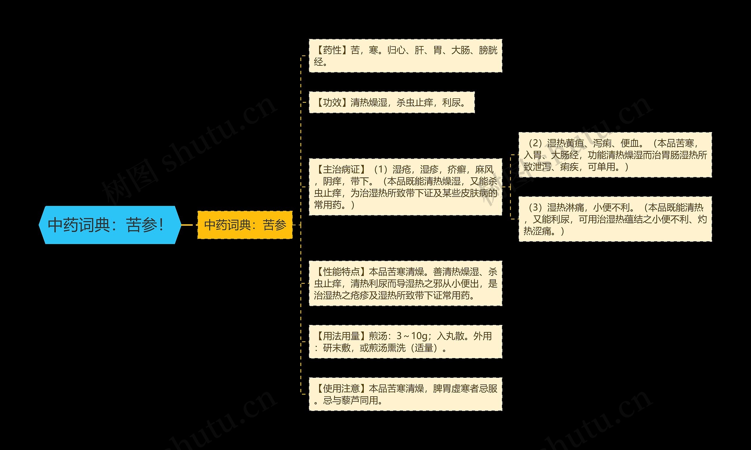 中药词典：苦参！思维导图