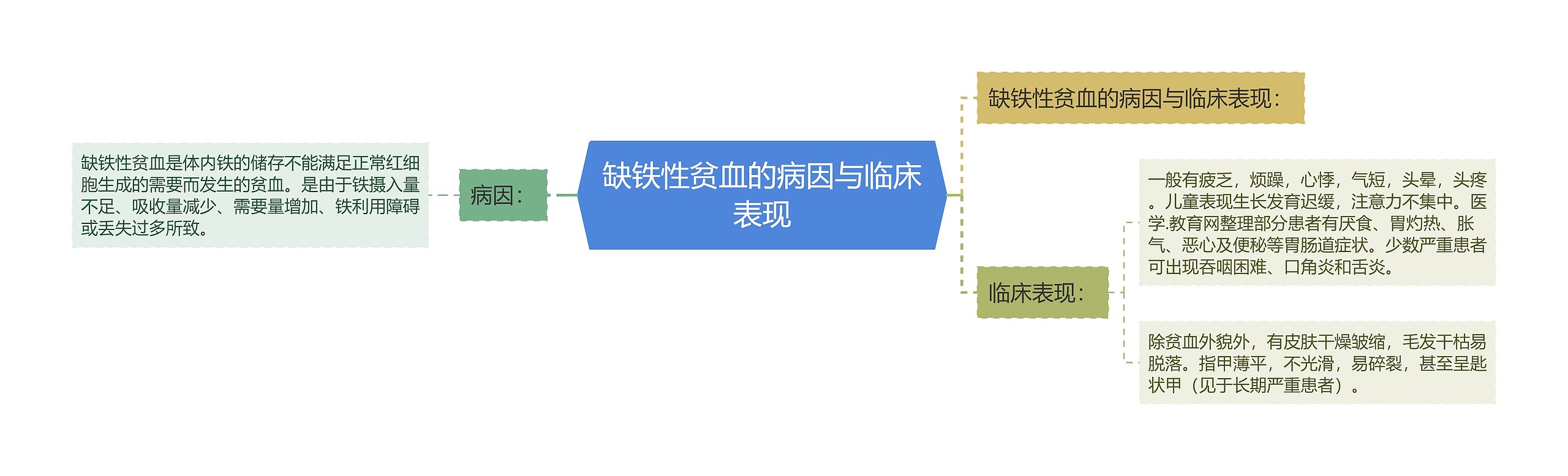 缺铁性贫血的病因与临床表现思维导图