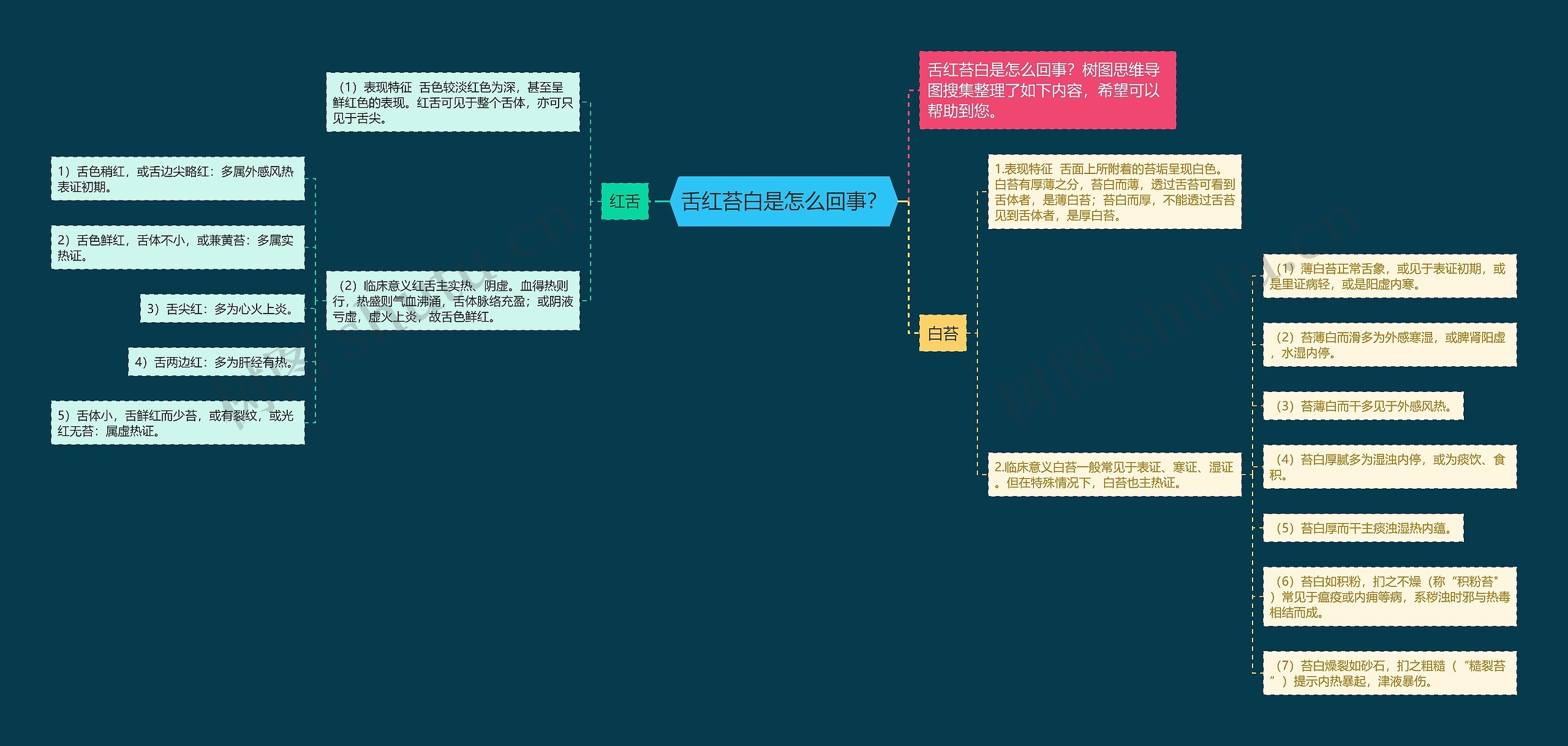 舌红苔白是怎么回事？思维导图