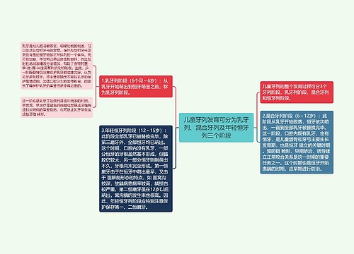 儿童牙列发育可分为乳牙列、混合牙列及年轻恒牙列三个阶段