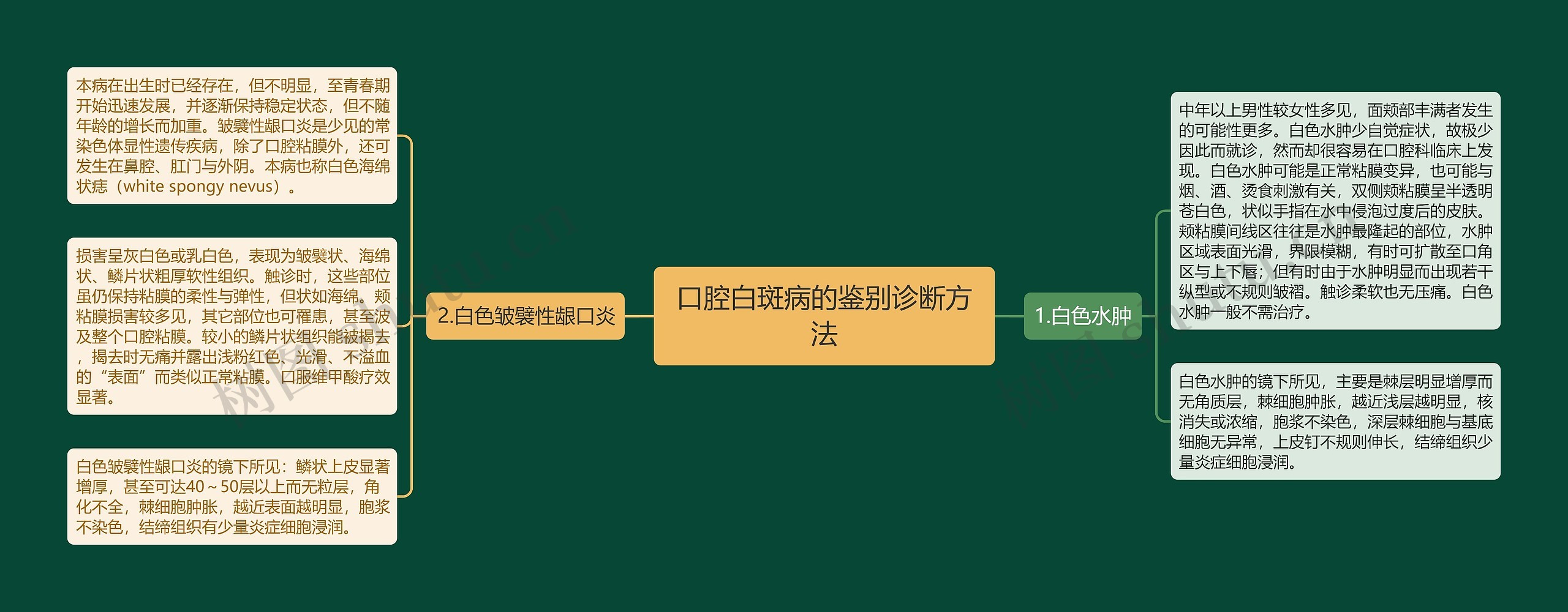 口腔白斑病的鉴别诊断方法思维导图