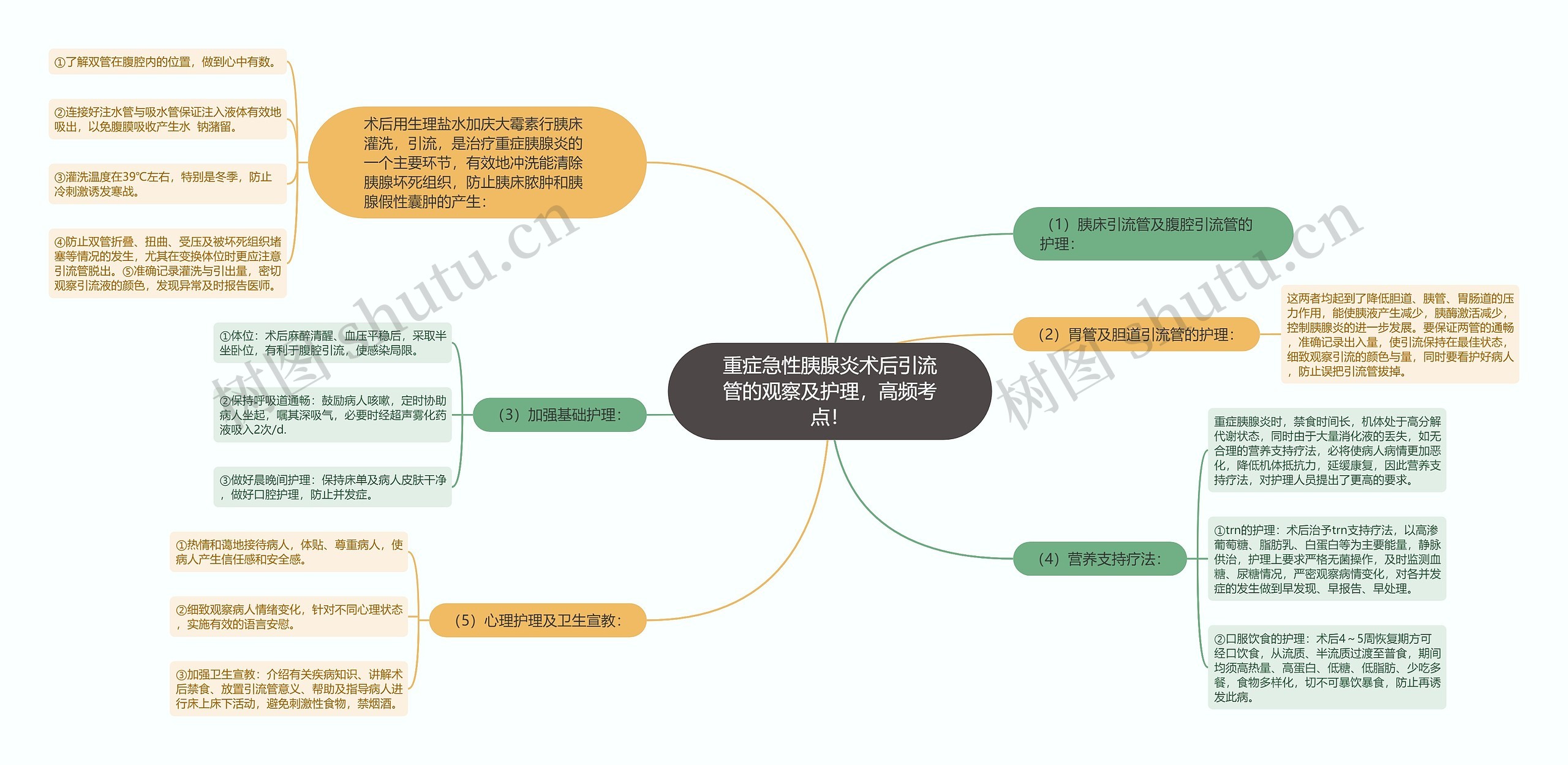 重症急性胰腺炎术后引流管的观察及护理，高频考点！思维导图