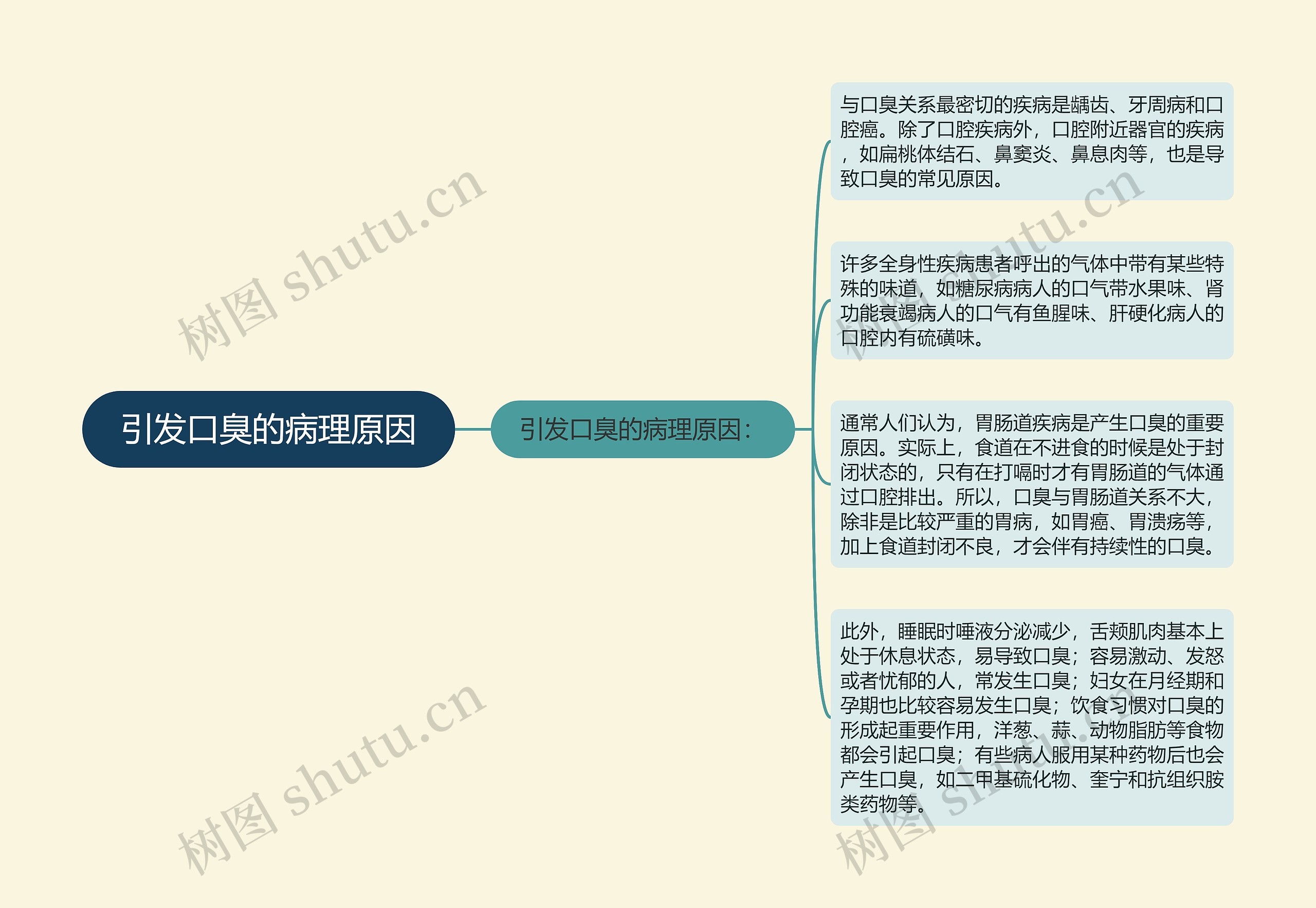 引发口臭的病理原因思维导图