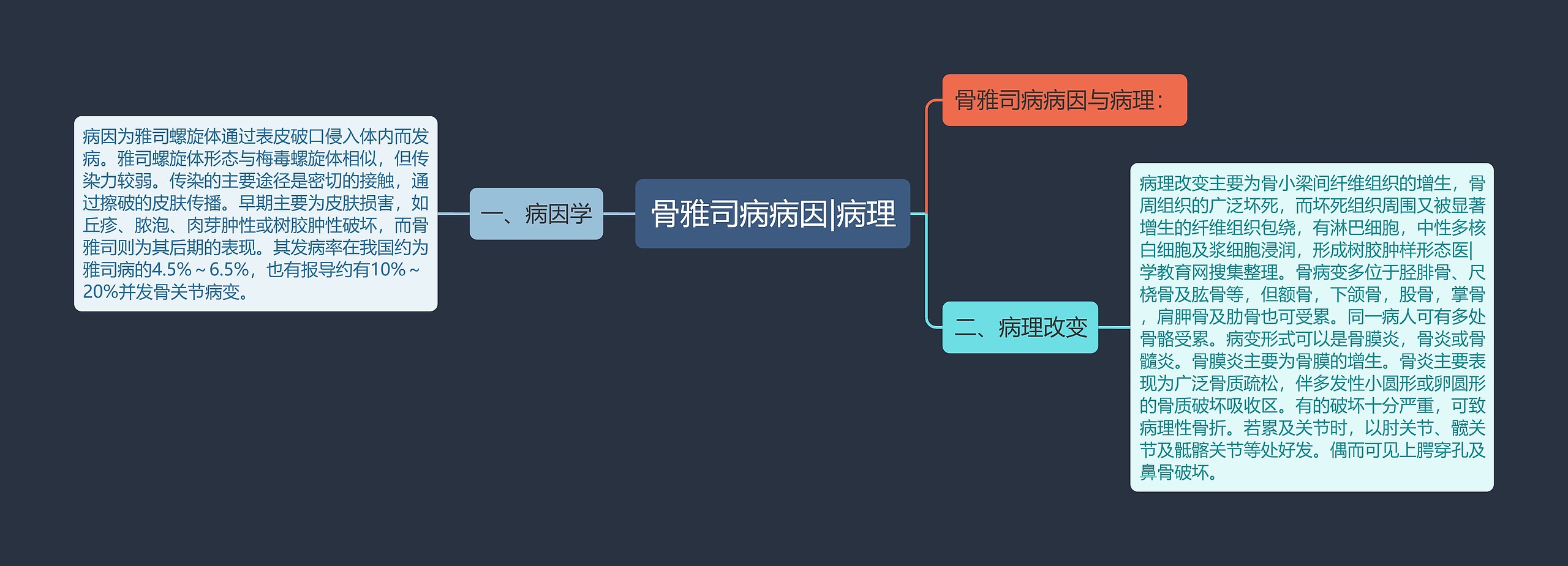 骨雅司病病因|病理思维导图