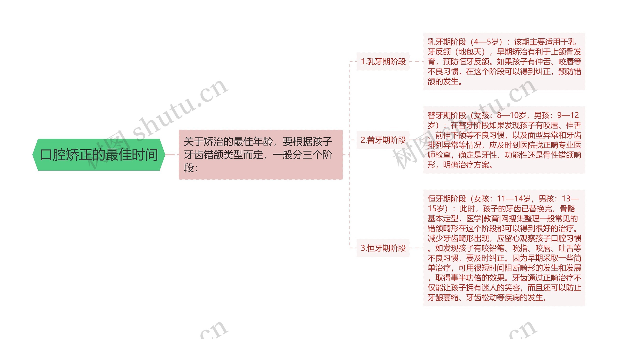 口腔矫正的最佳时间思维导图