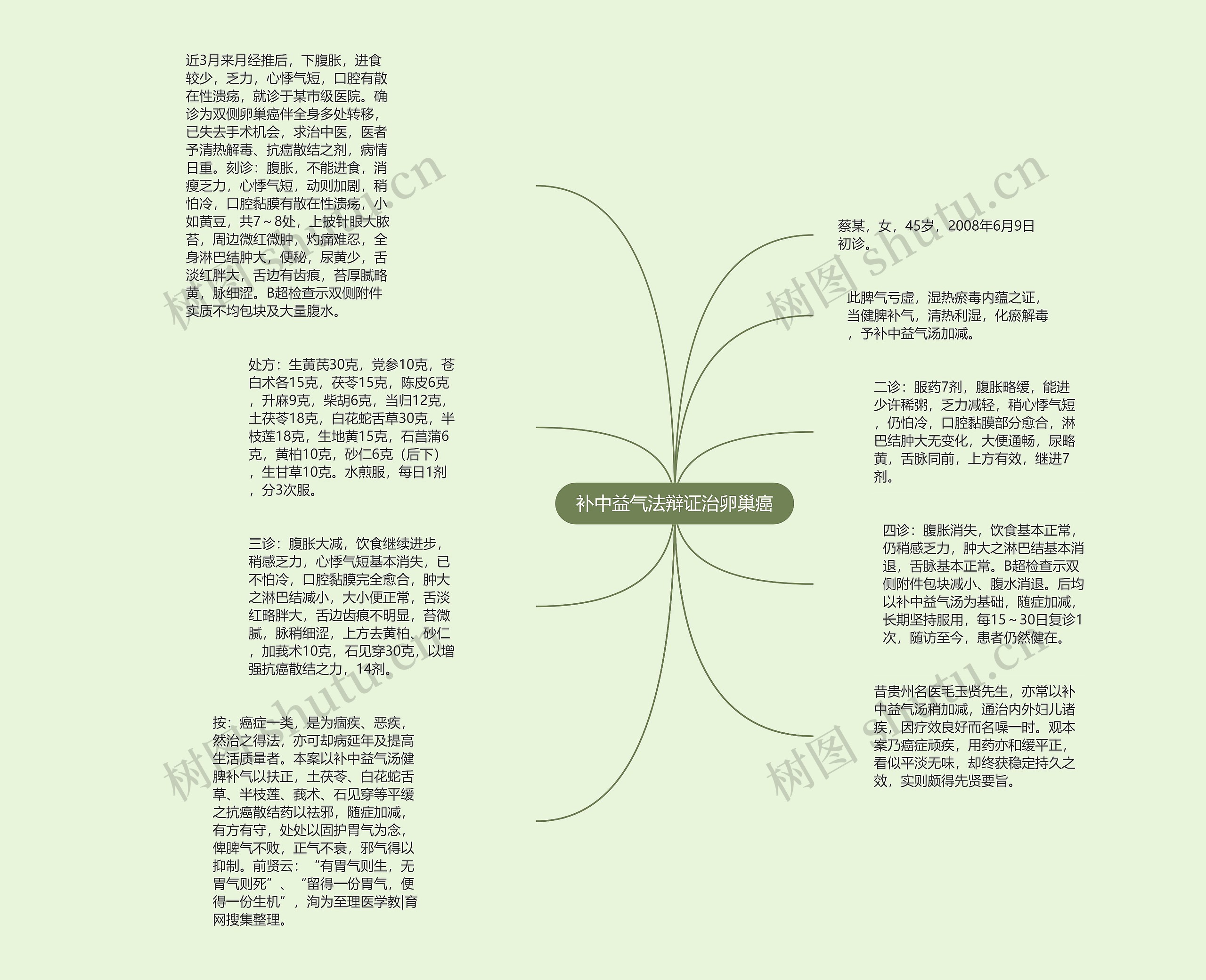补中益气法辩证治卵巢癌思维导图