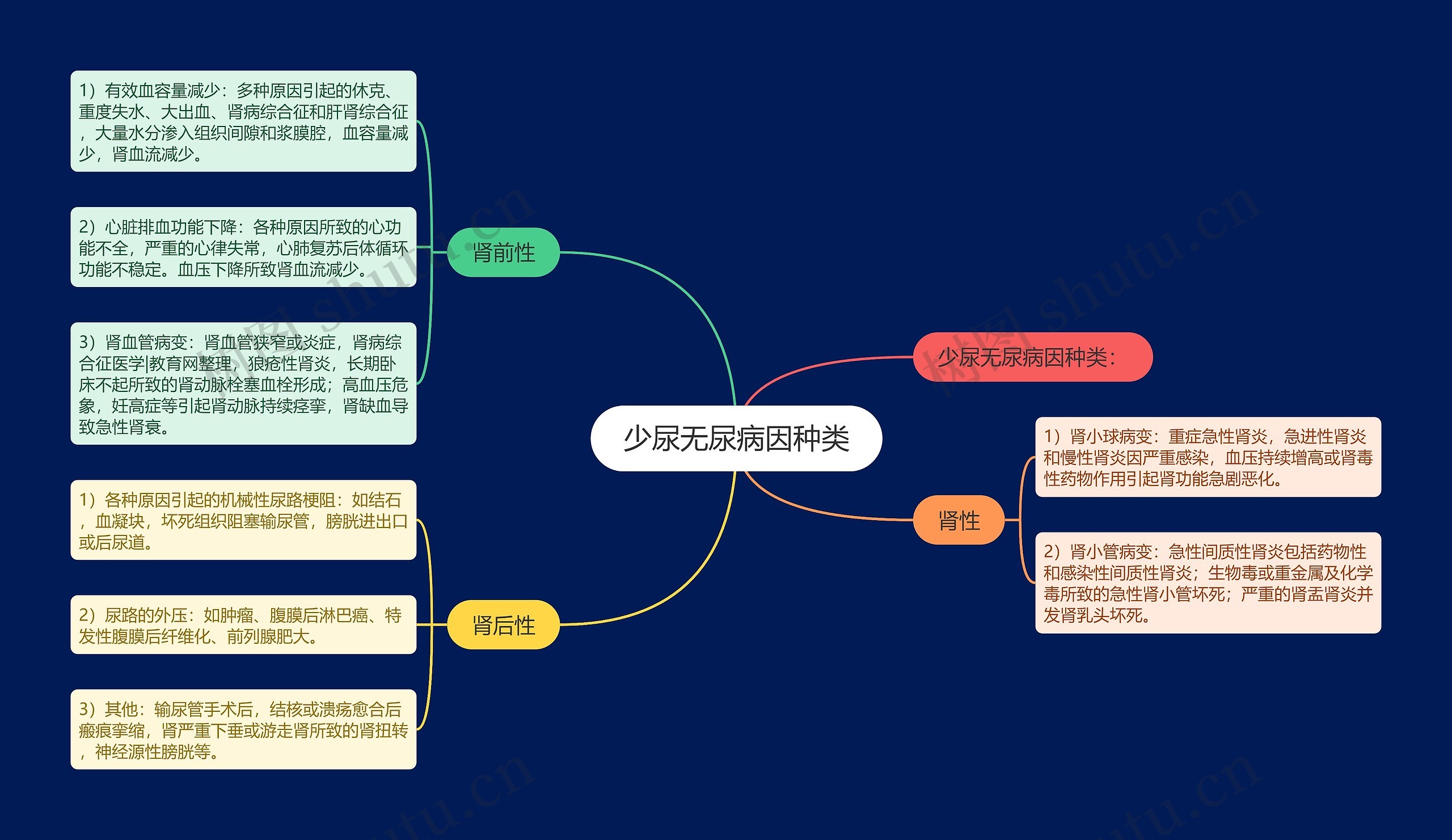 少尿无尿病因种类思维导图