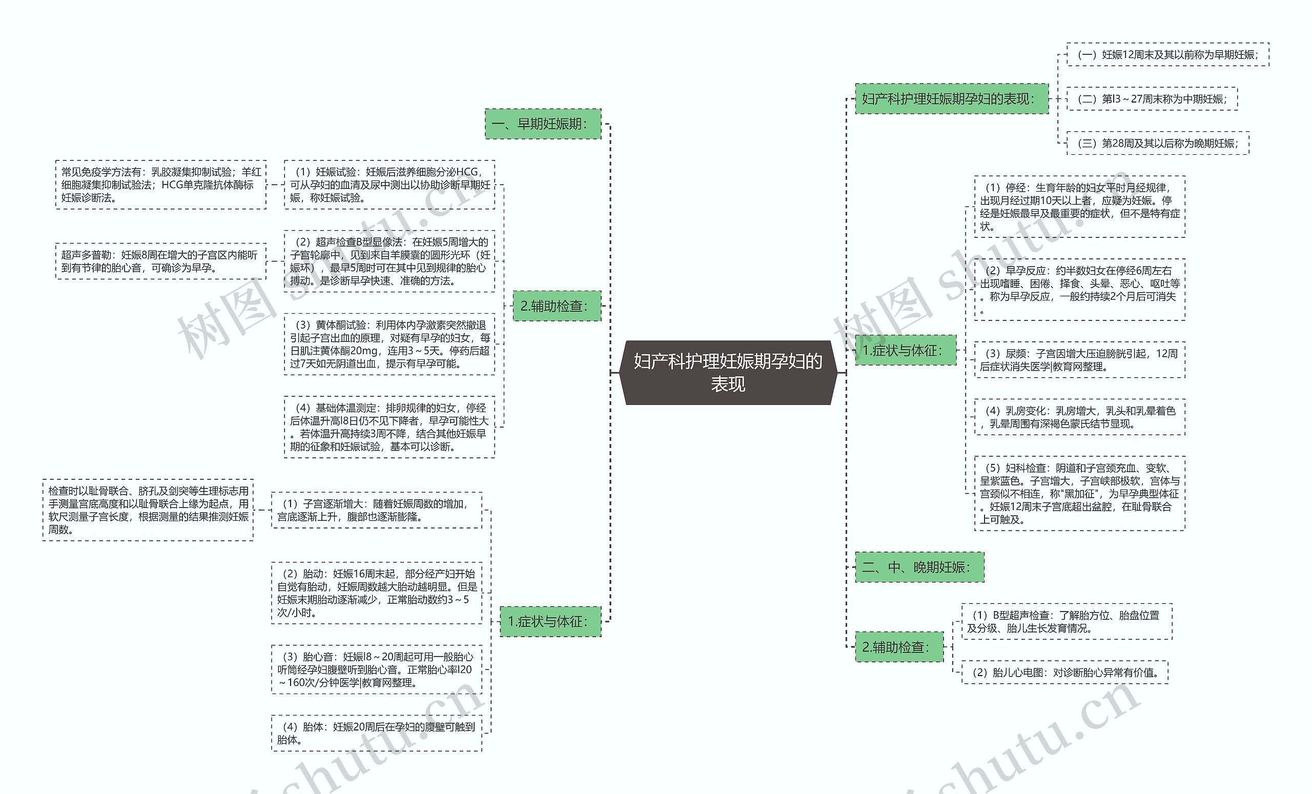 妇产科护理妊娠期孕妇的表现思维导图