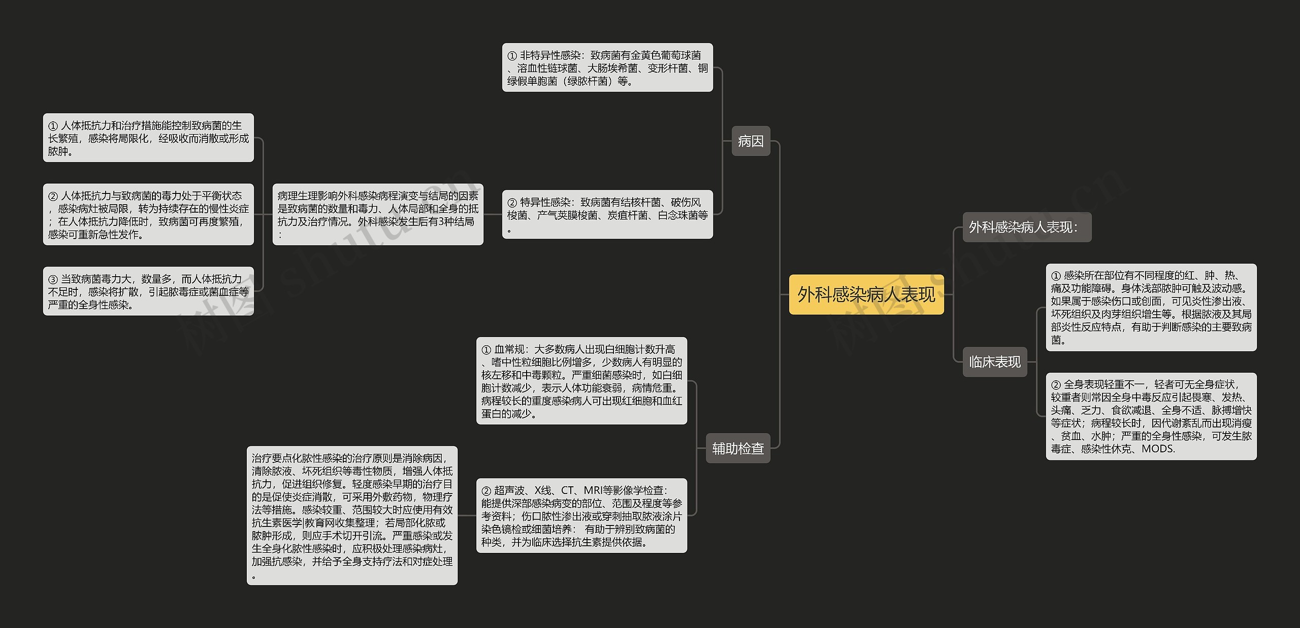 外科感染病人表现思维导图