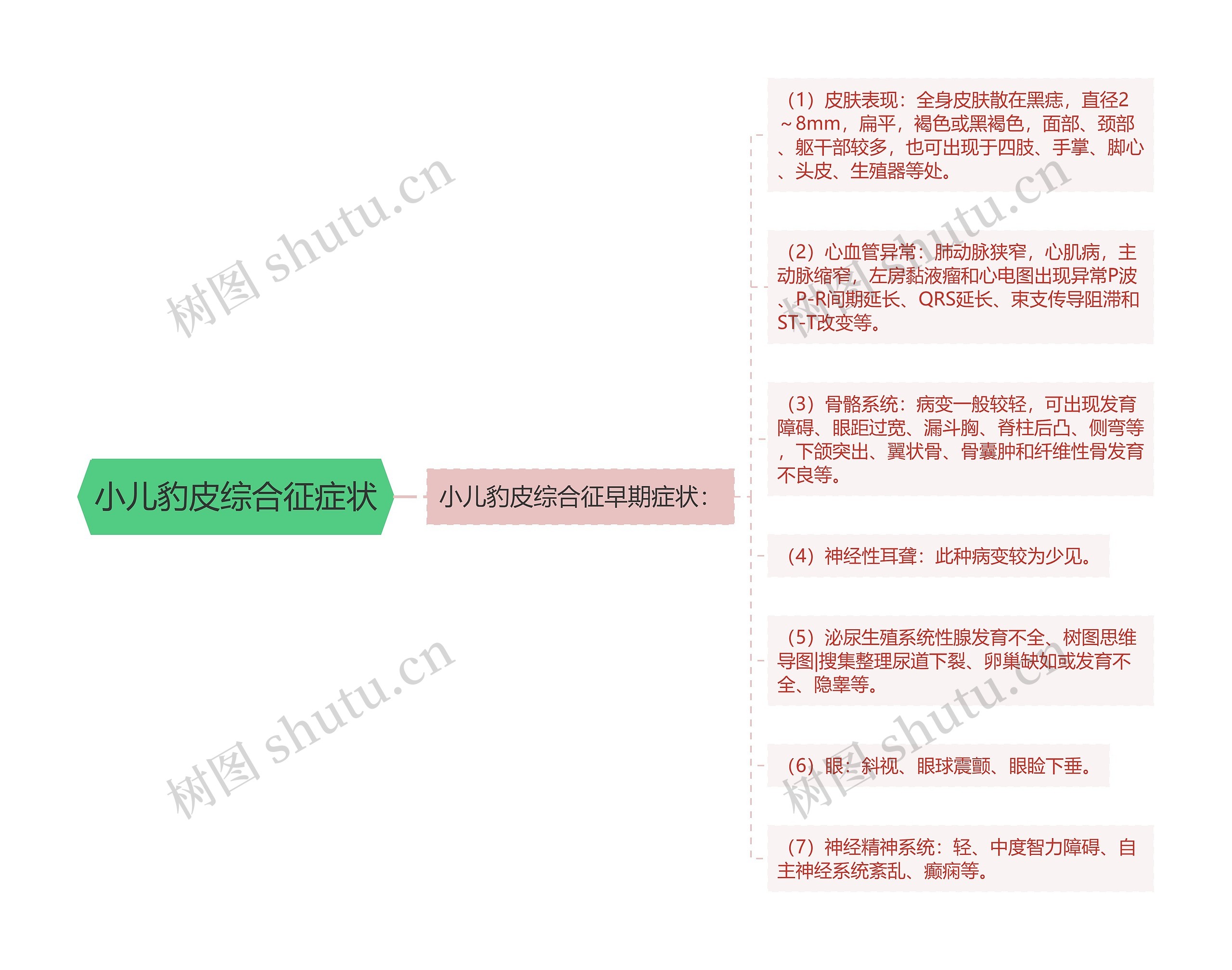 小儿豹皮综合征症状思维导图