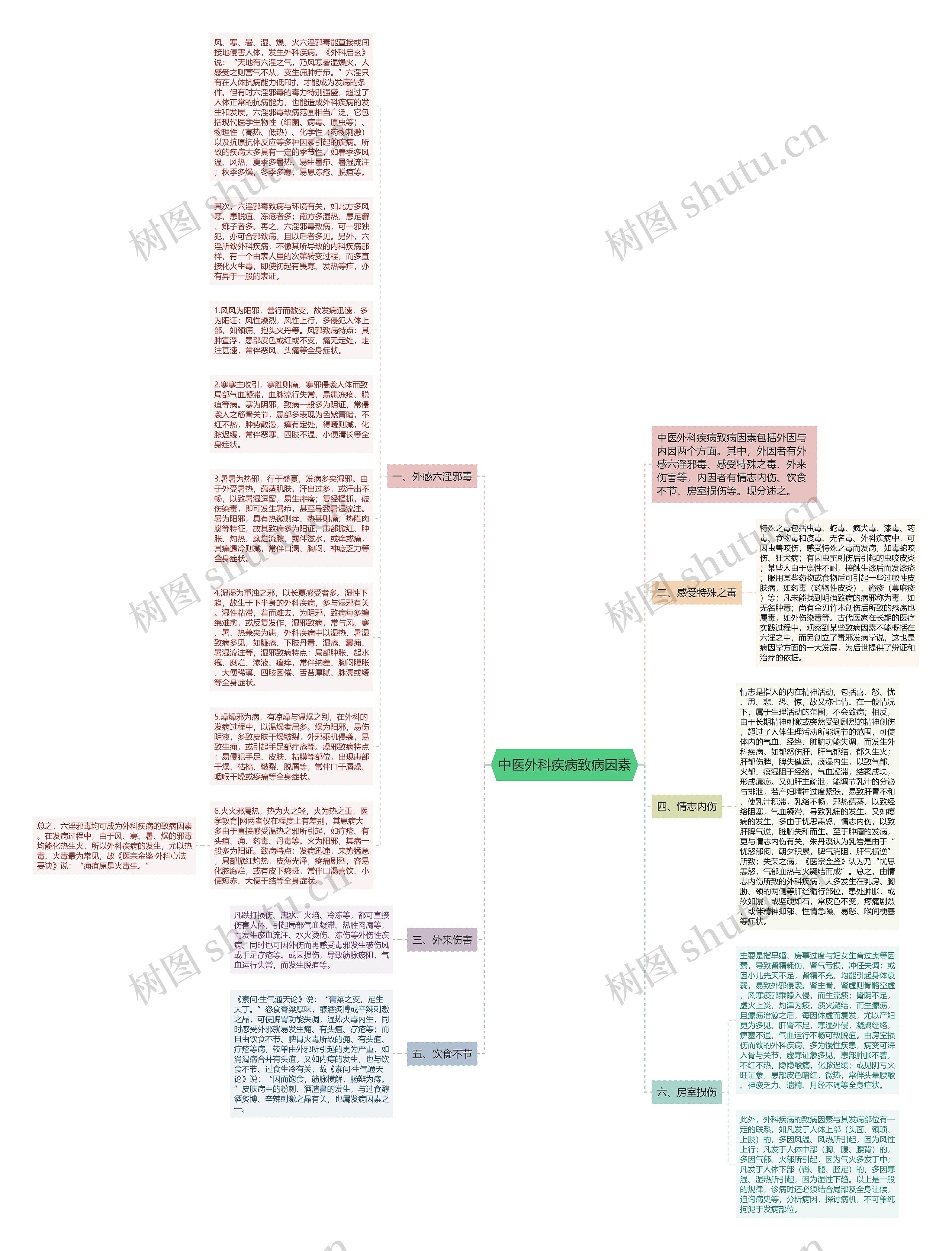 中医外科疾病致病因素思维导图