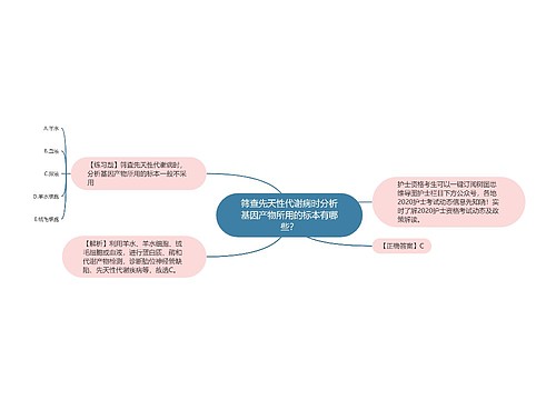 筛查先天性代谢病时分析基因产物所用的标本有哪些？