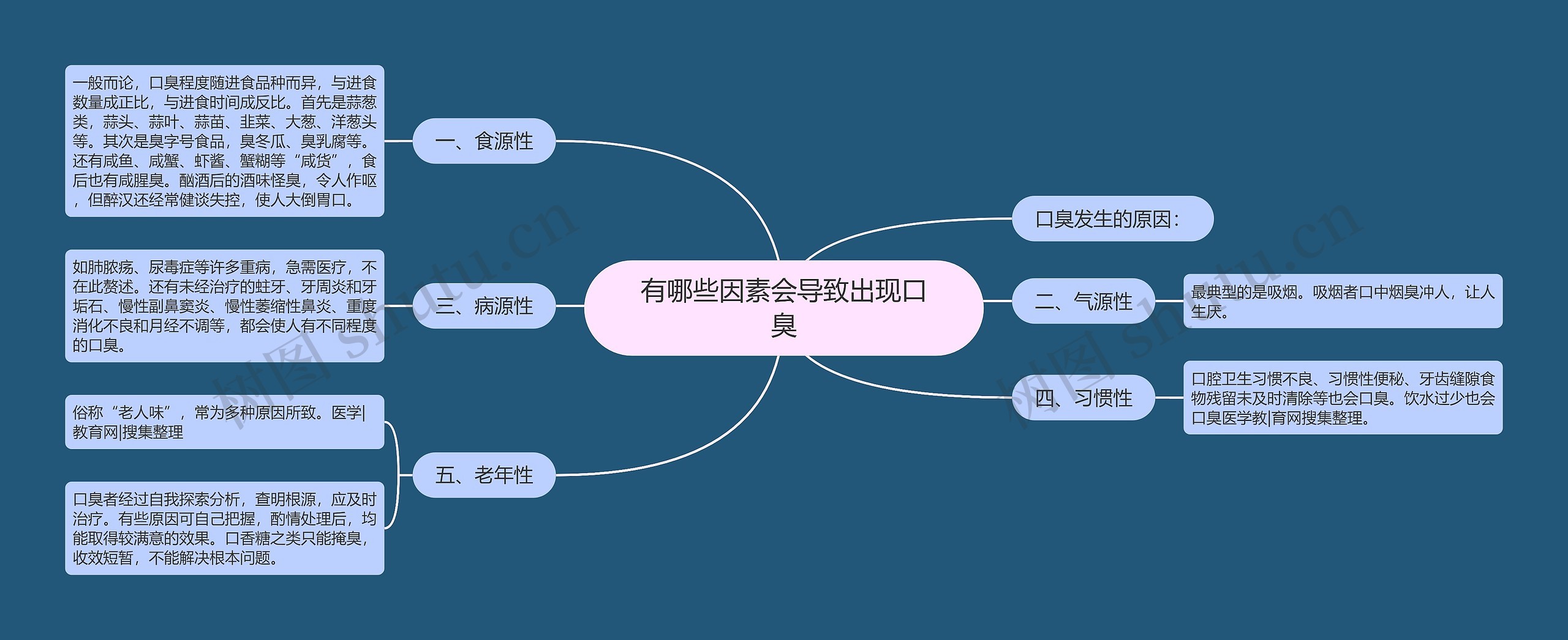 有哪些因素会导致出现口臭思维导图