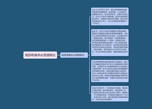 腕部疼痛未必是腱鞘炎