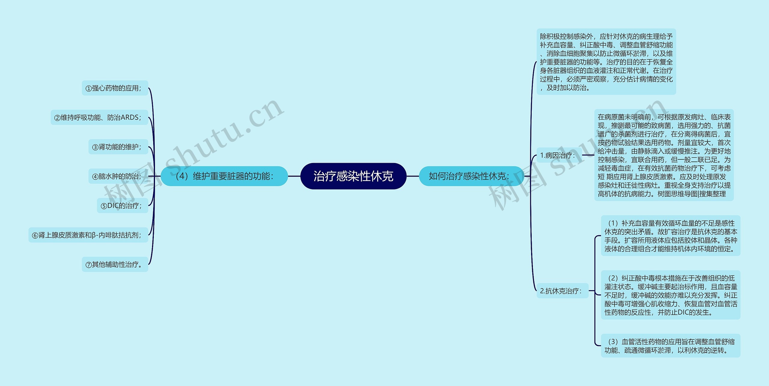 治疗感染性休克思维导图