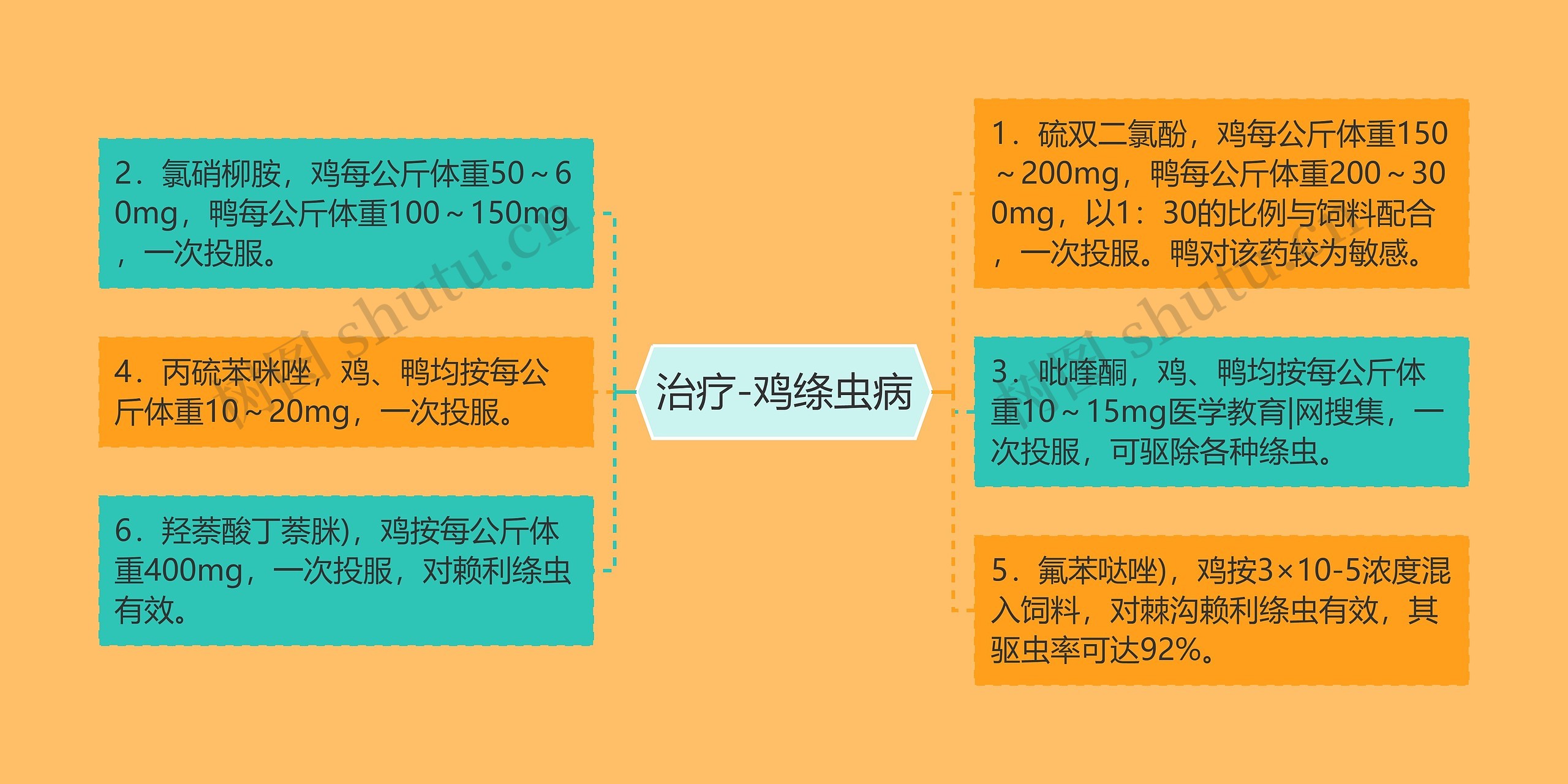 治疗-鸡绦虫病思维导图