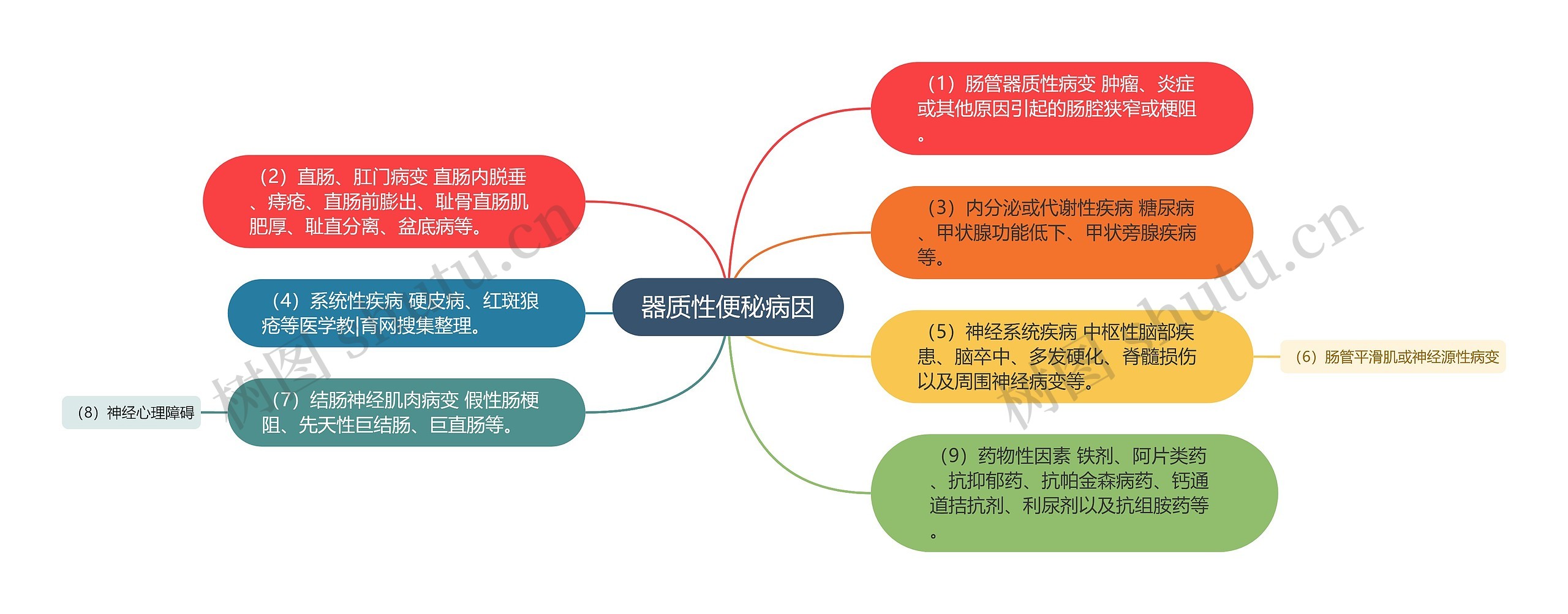 器质性便秘病因思维导图