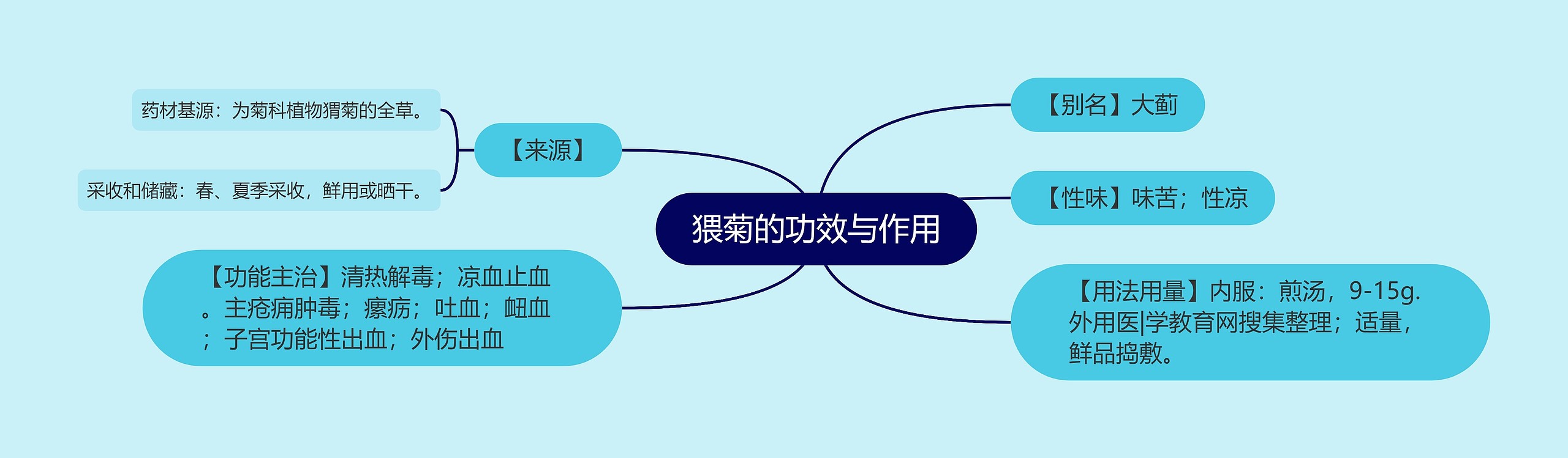 猥菊的功效与作用思维导图