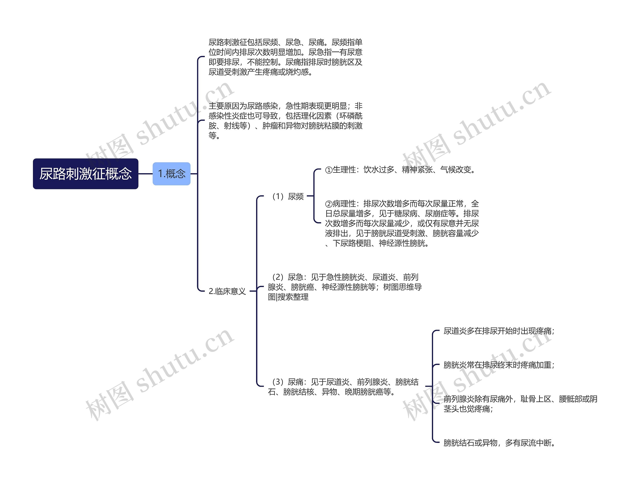 尿路刺激征概念思维导图