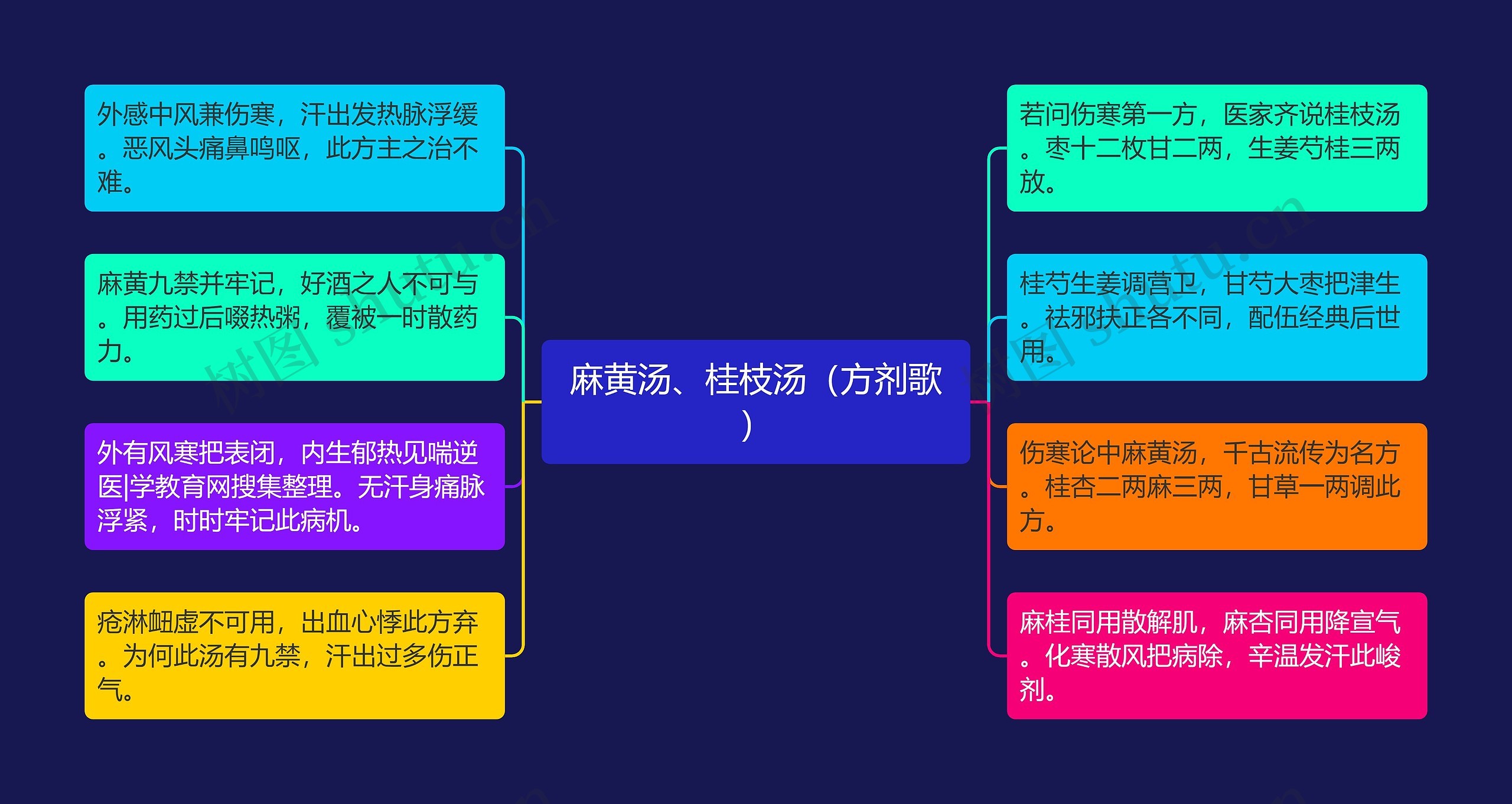 麻黄汤、桂枝汤（方剂歌）思维导图