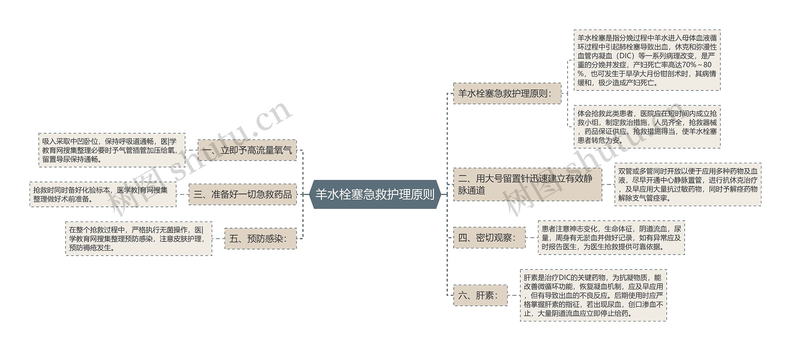 羊水栓塞急救护理原则思维导图